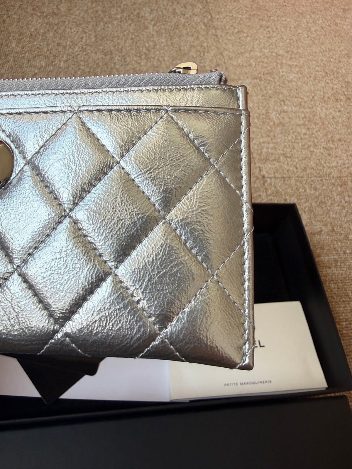 Chanel Quilted Leather Long Wallet - Silver image 3