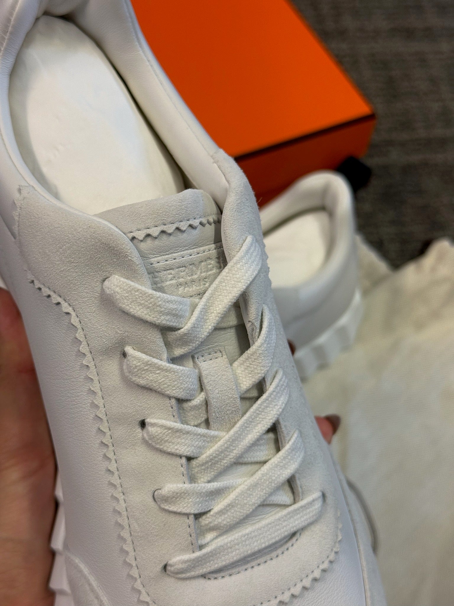 Size 42 - Hermès Bouncing Sneakers - White & Black image 3