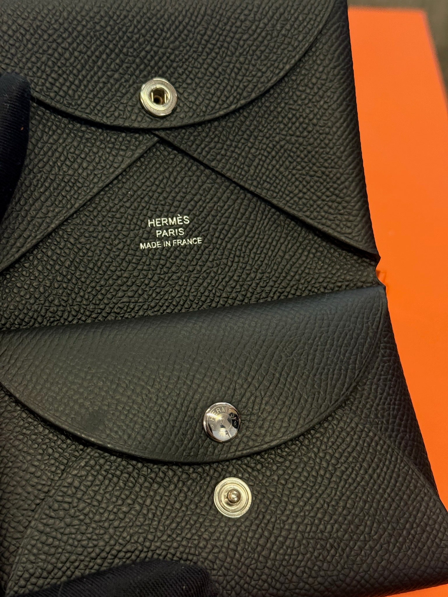 Hermès Calvi Card Holder - Black Epsom image 3