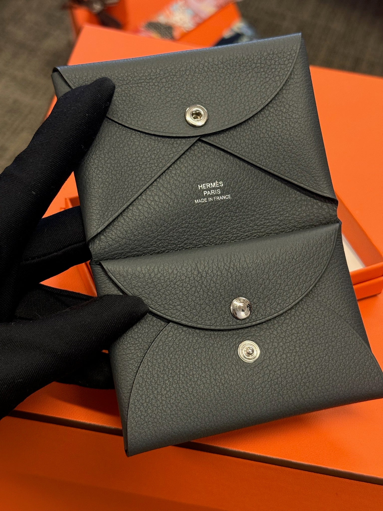 Hermès Calvi Card Holder - Dark Grey image 3