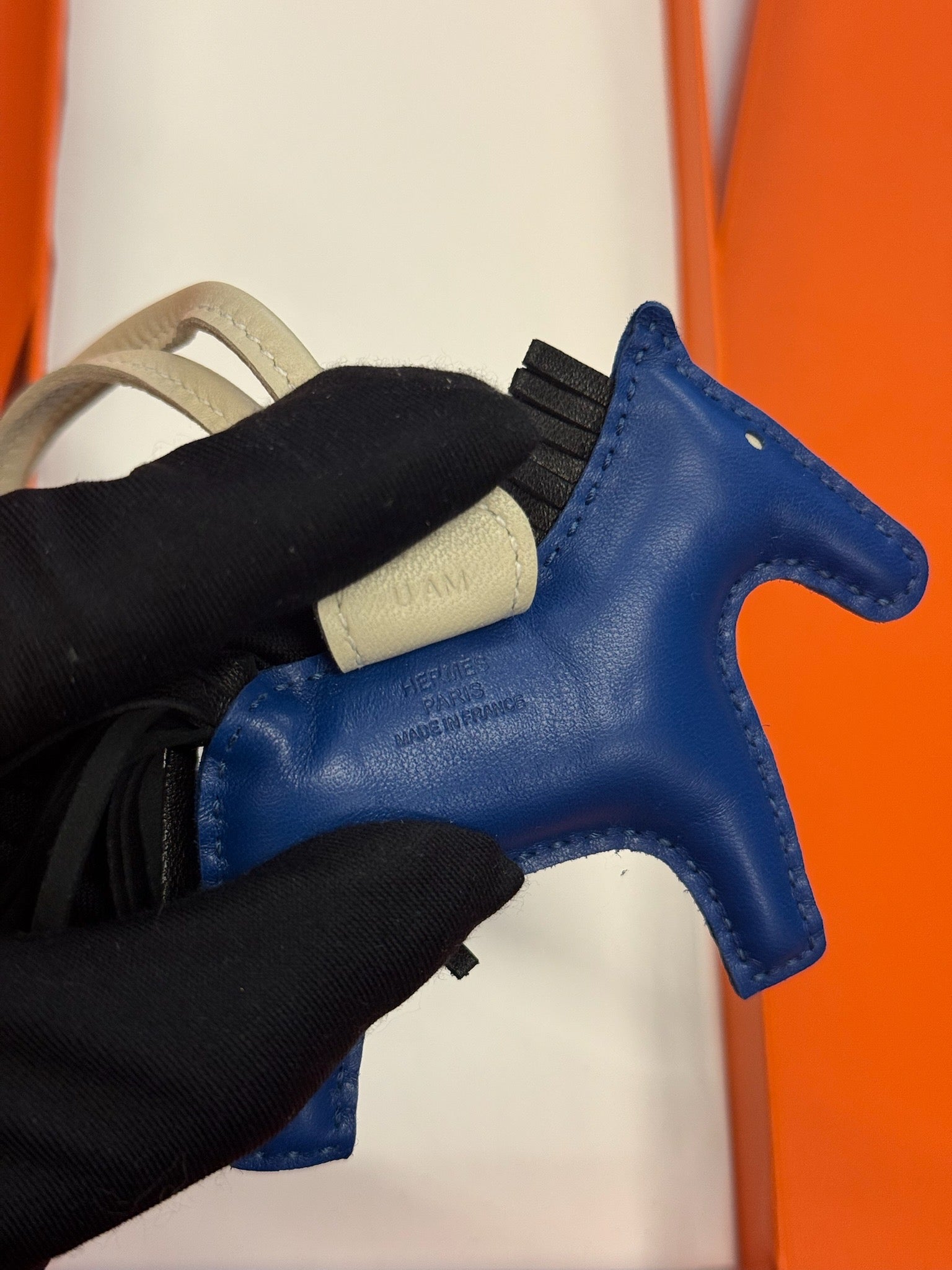 Hermès Rodeo Horse Bag Charm - Blue / Cream / Black image 3