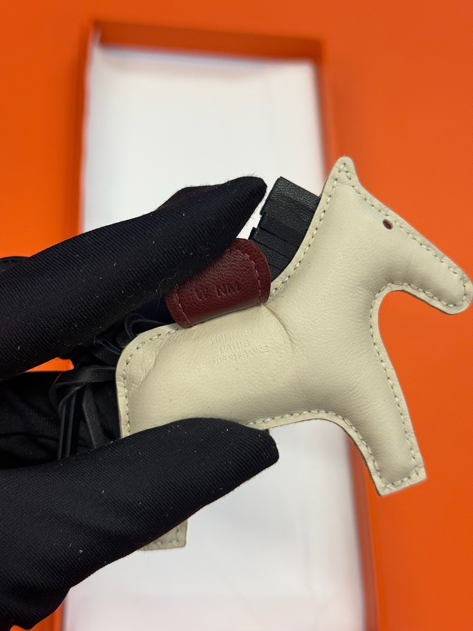 Hermès Rodeo Horse Bag Charm - Cream / Burgundy / Black image 3