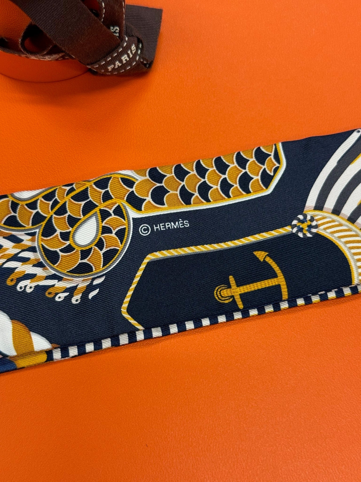 Hermès Twilly - Navy, Gold & White Nautical Print image 3