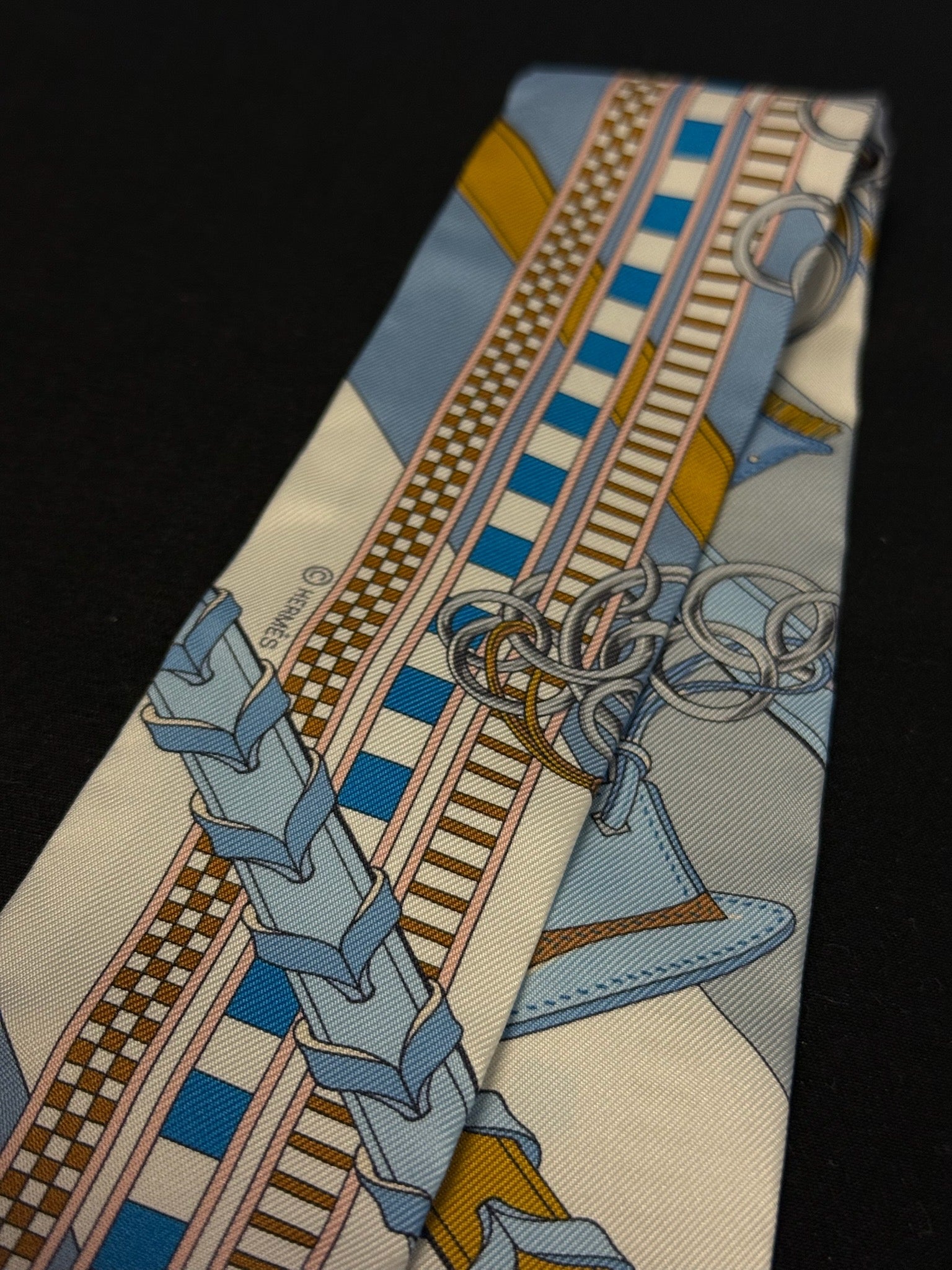 Hermès Twilly - Light Blue & Orange Equestrian Print image 3