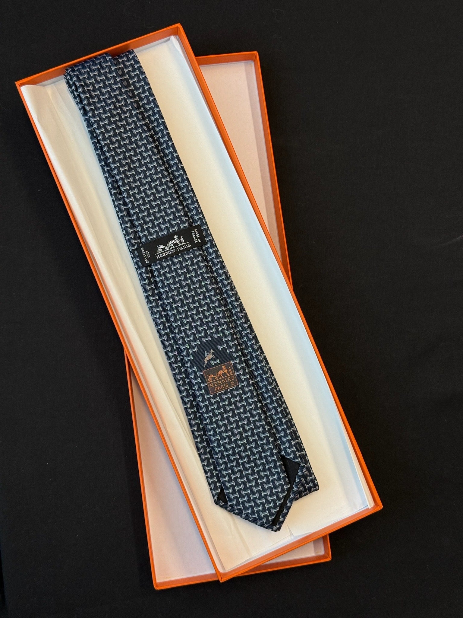Hermès Silk Tie - Navy Geometric H Print image 3