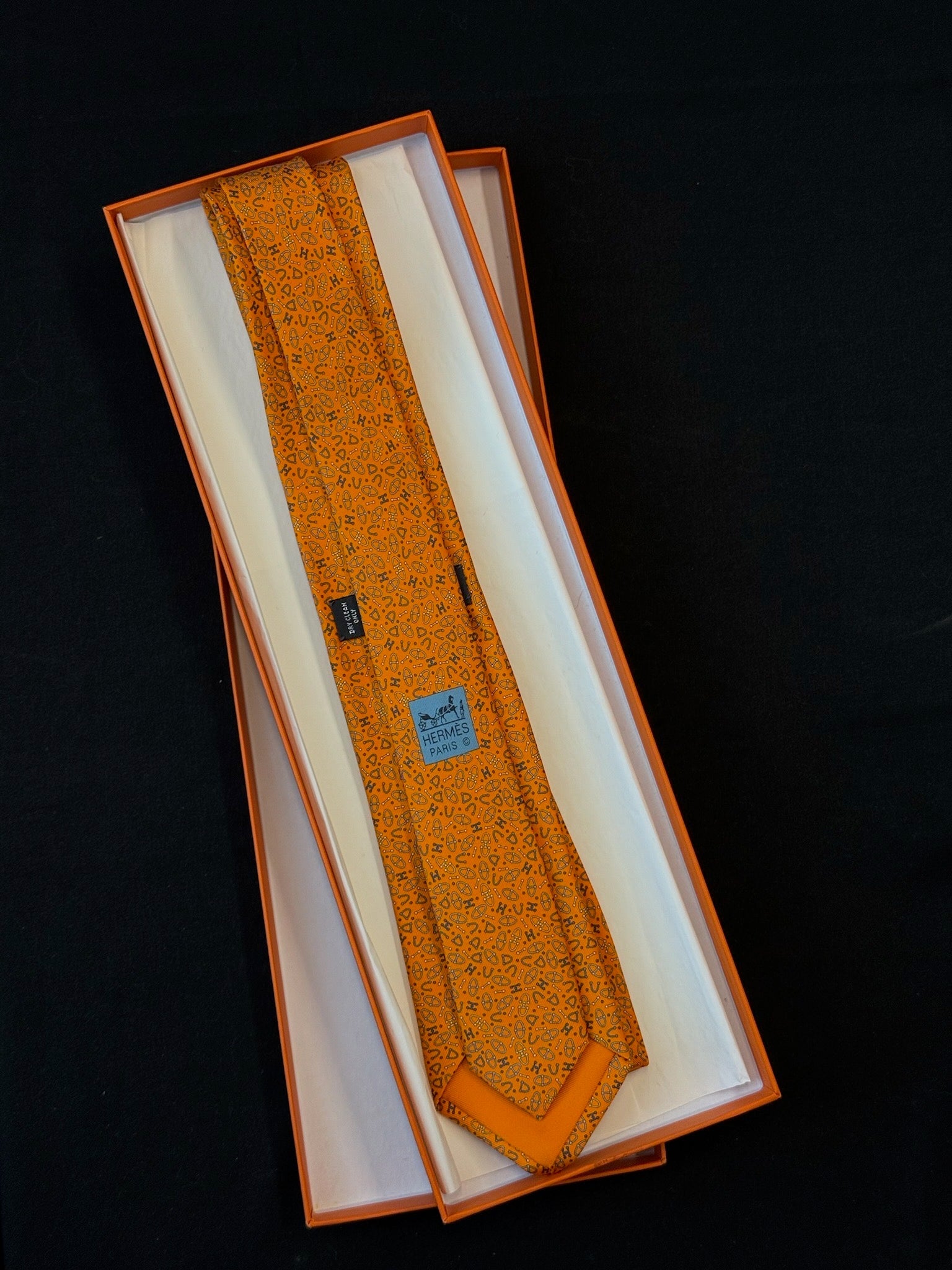 Hermès Silk Tie - Orange Equestrian Print image 3
