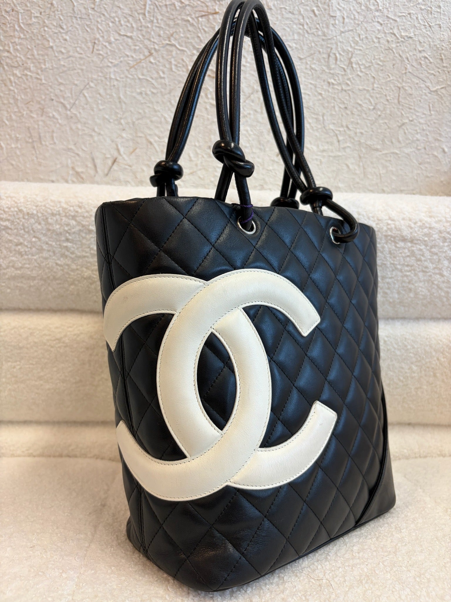 Chanel Cambon Tote Black with White Logo image 3