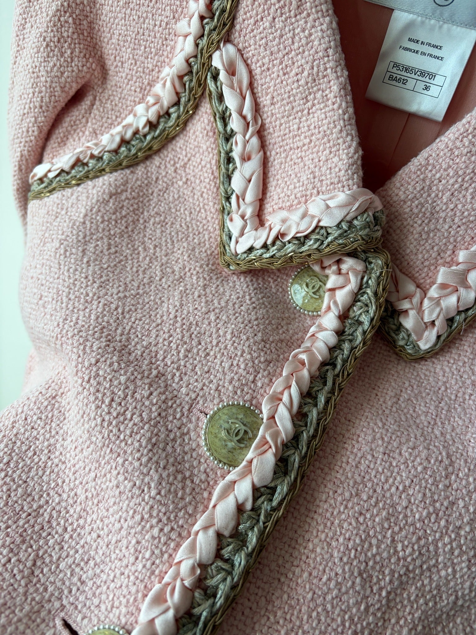 Chanel Pink Pearl Trim Jacket image 3