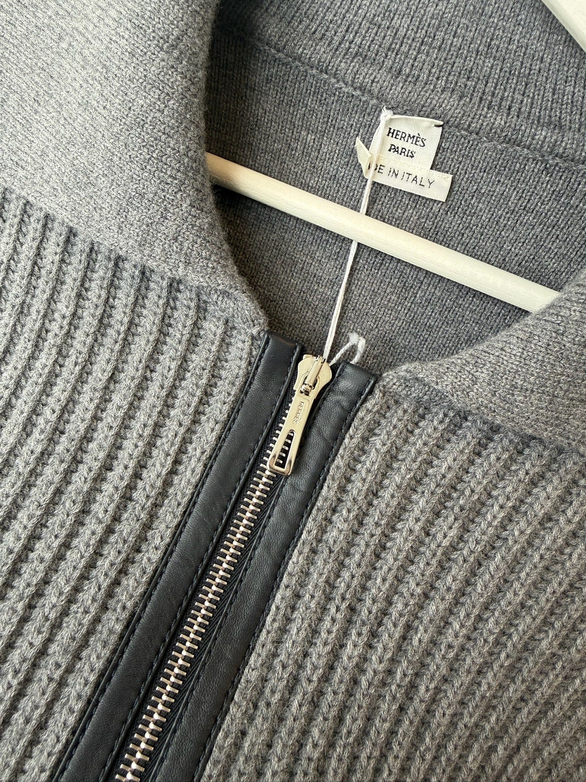 Size 40 - Hermès Veste Maille Softer W Blanc Nature Knit Zip-Up Jacket - Grey image 3