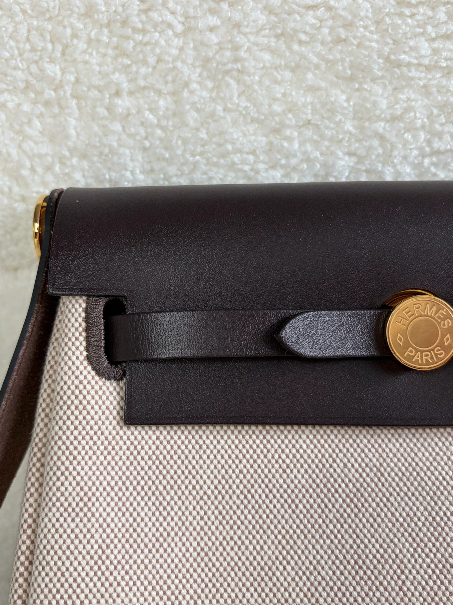 Hermes Herbag Zip 20 Ecru Beige Eben image 3