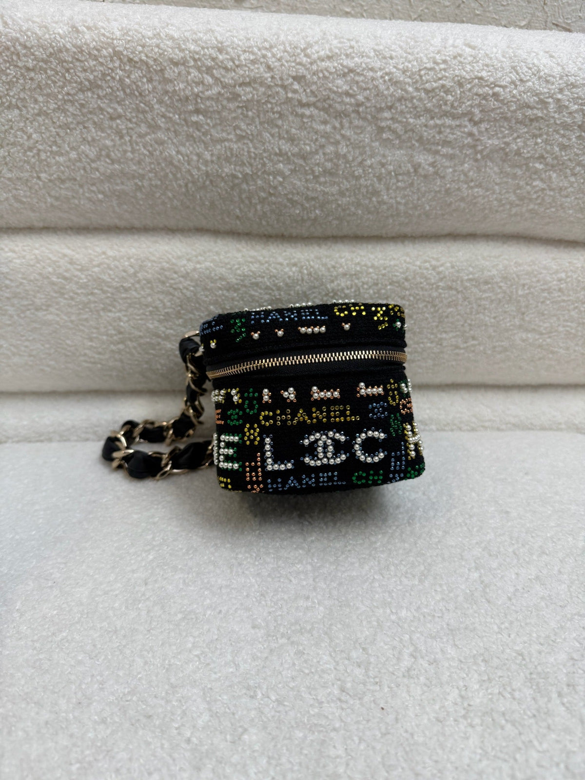 Chanel Mini Embellished Tweed Vanity Case - Black / Multicolor image 3