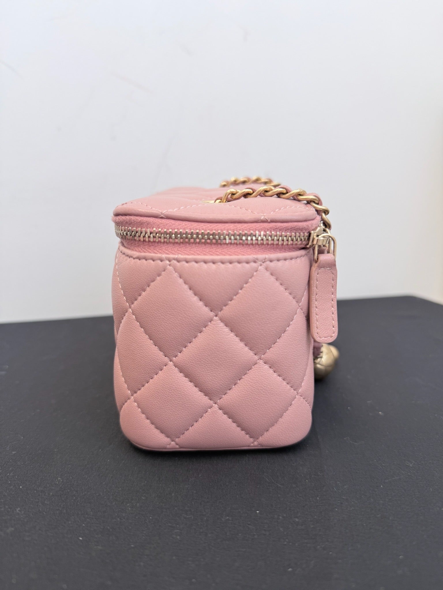 Chanel Pink Lambskin Vanity Case with Gold Hardware image 3