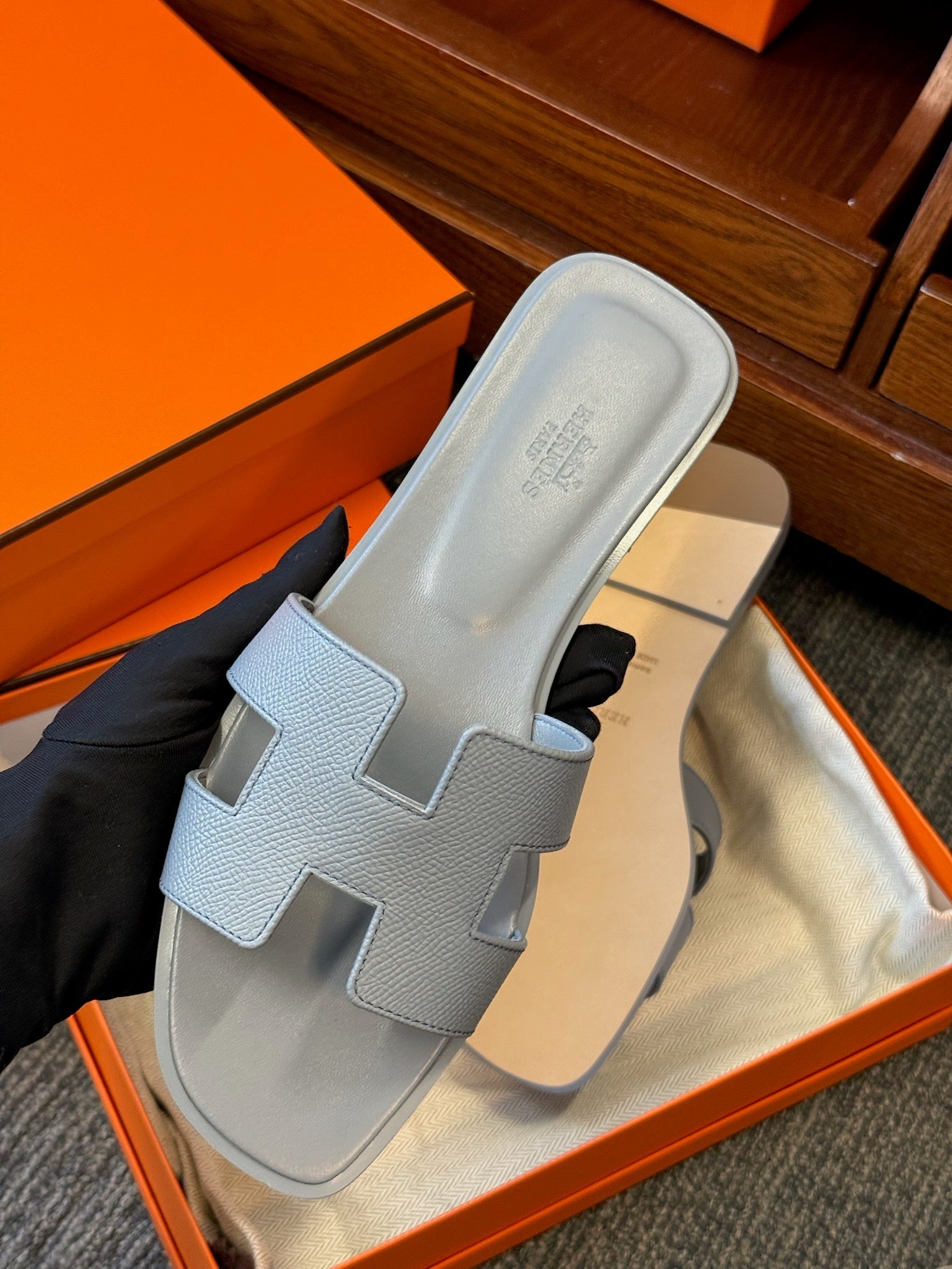 Size 39 - Hermès Oran Sandals Gris Perle image 3
