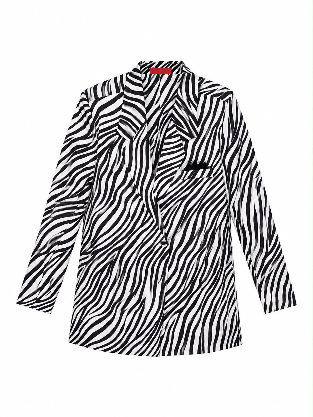 JACKET JUSTIN WHITE AND BLACK ZEBRA LACE POCKET MCL12981