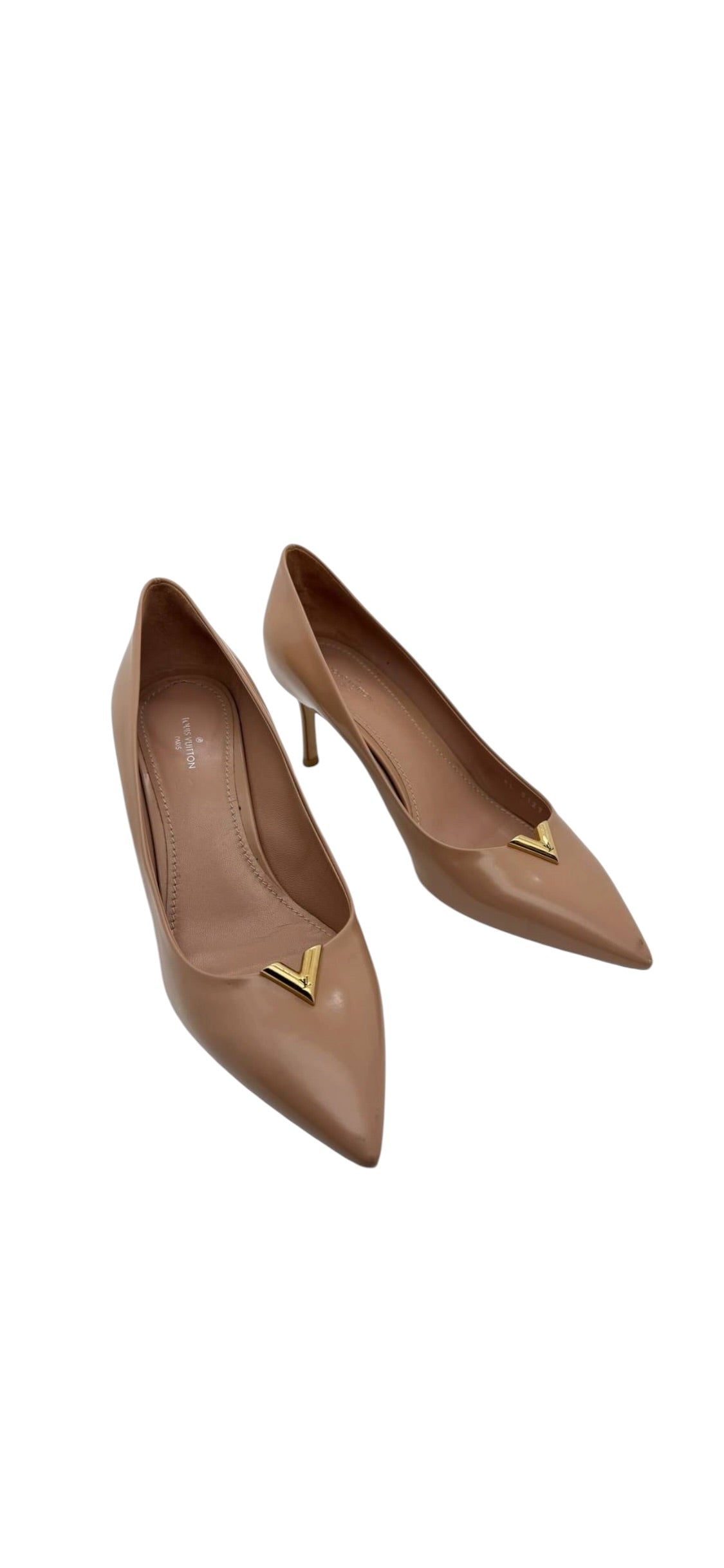Louis Vuitton Logo Heel Beige Sz38.5 DLT8085