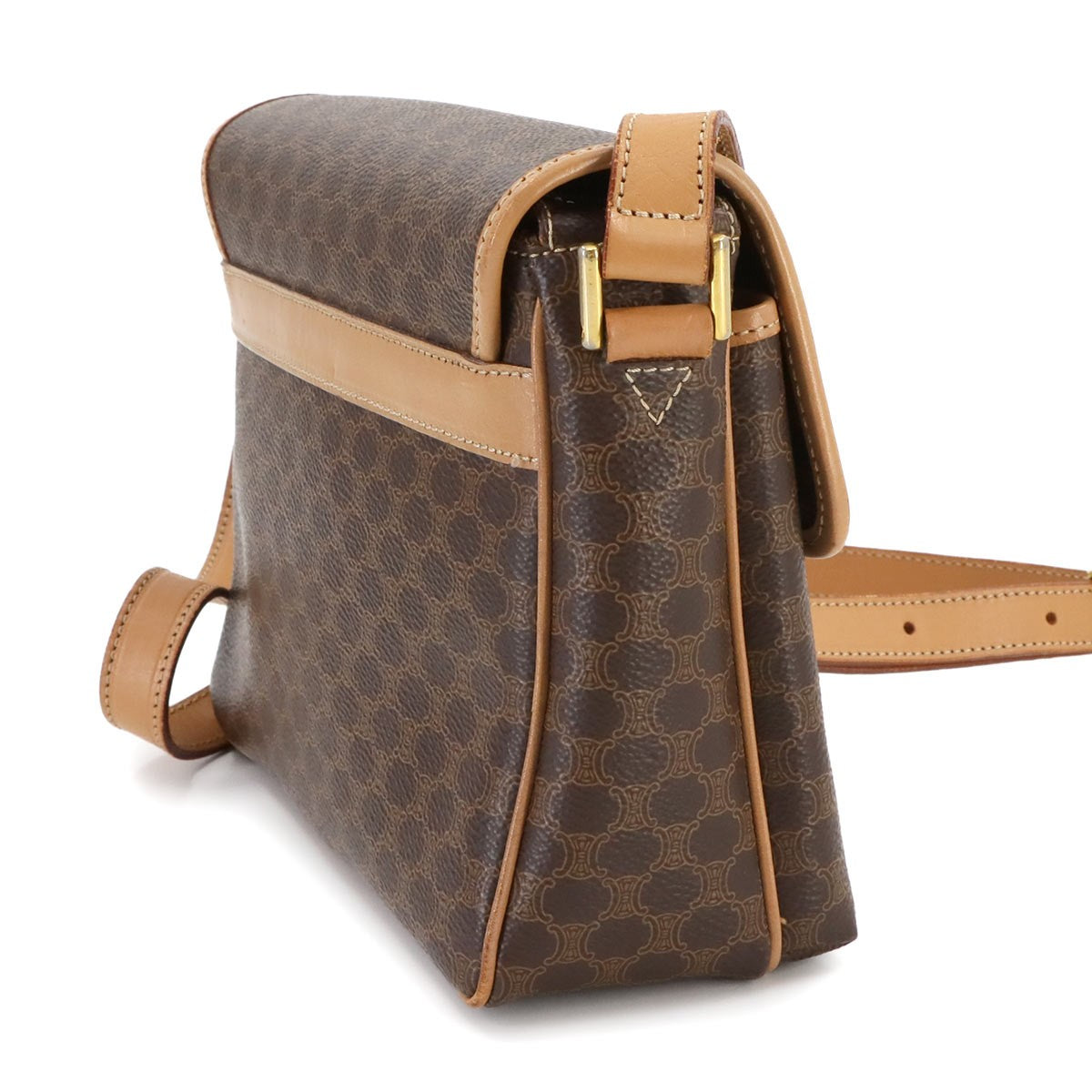 CELINE Macadam Shoulder Bag Leather PVC Brown Vintage Purse 902752752