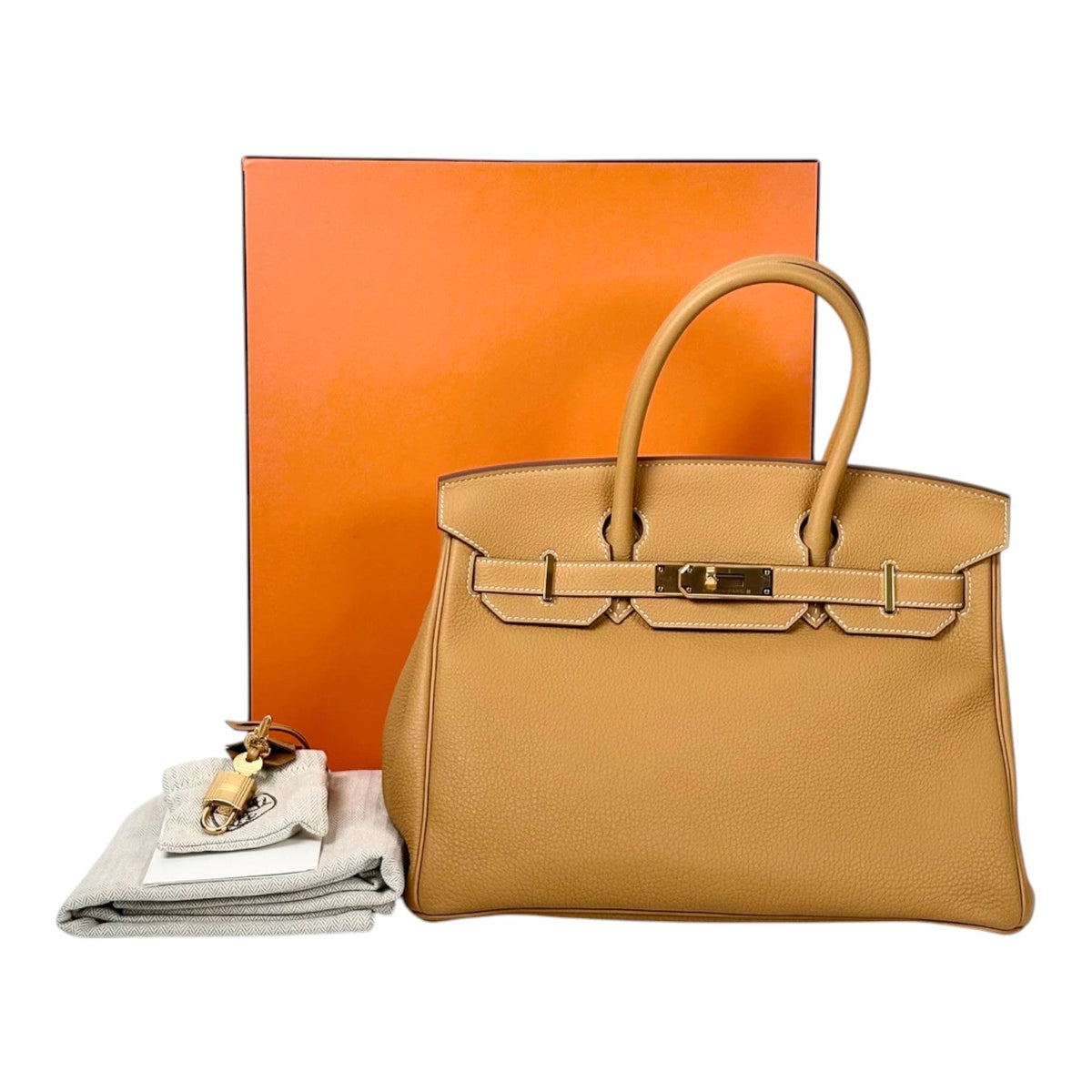 Hermes Birkin 30cm Bag in Togo Sand with GHW - Full Set - W Stamp