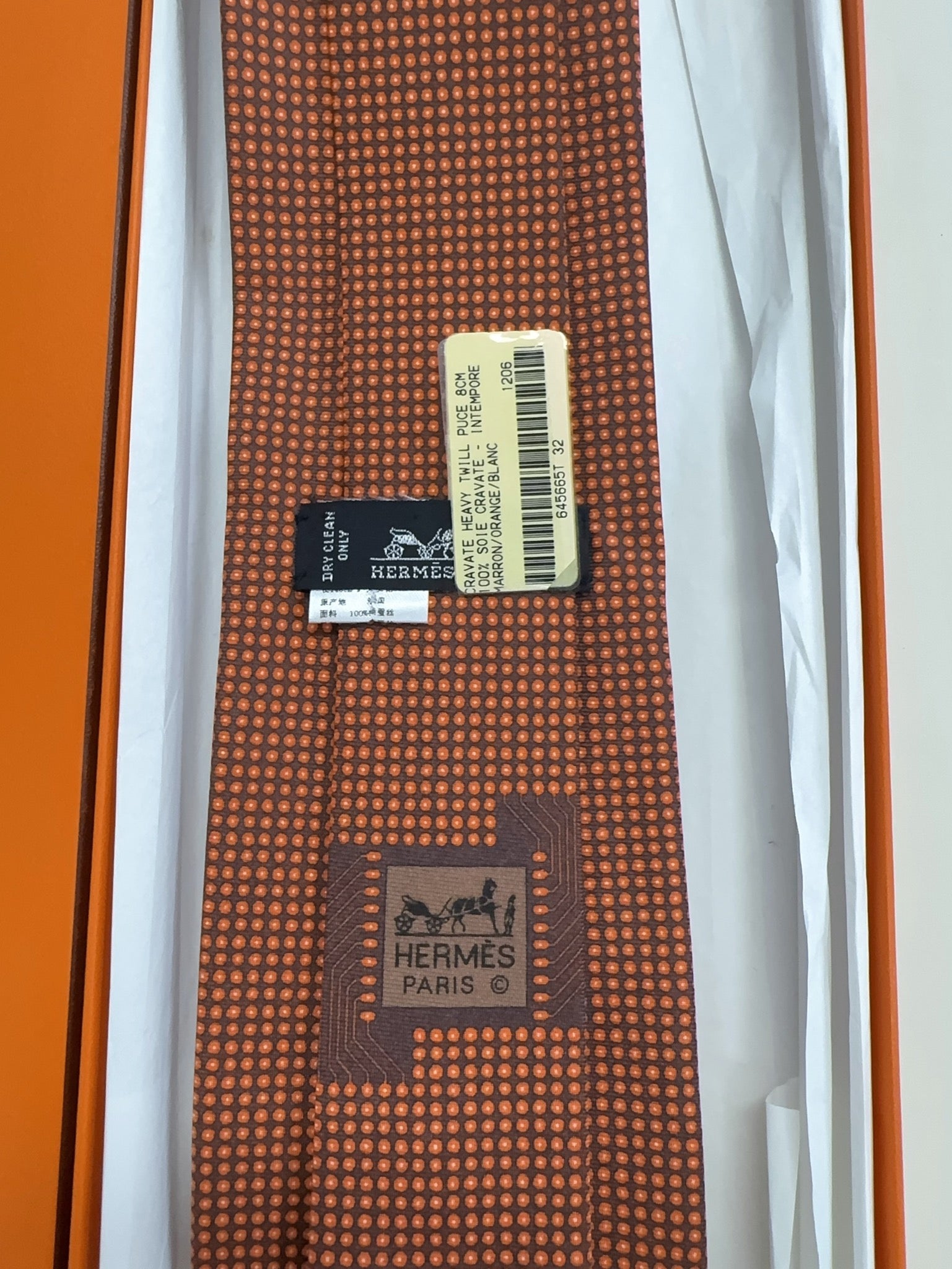 Hermès Twill Tie Orange Brown image 4