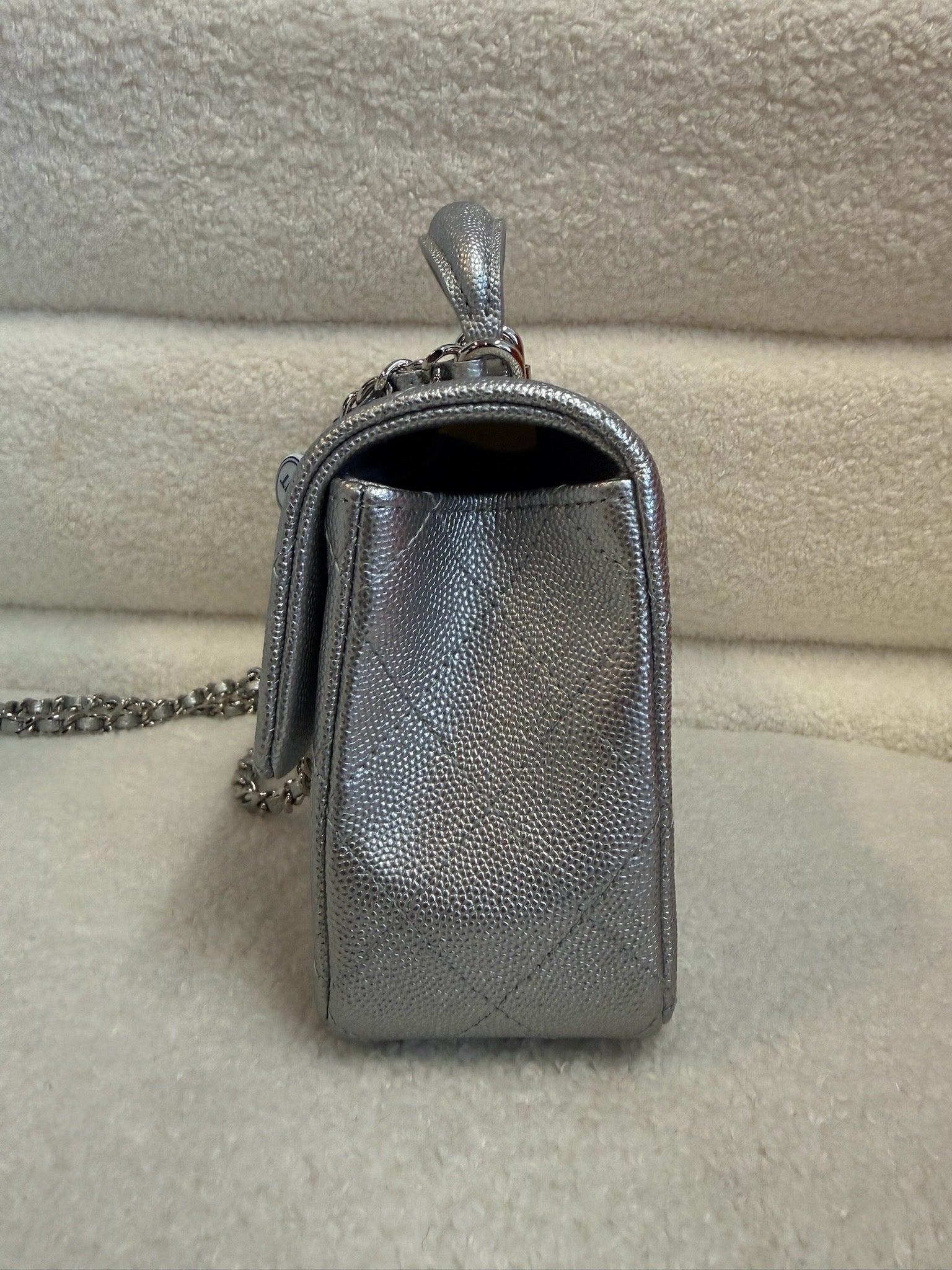 Chanel Mini Top Handle Flap Bag - Silver image 4