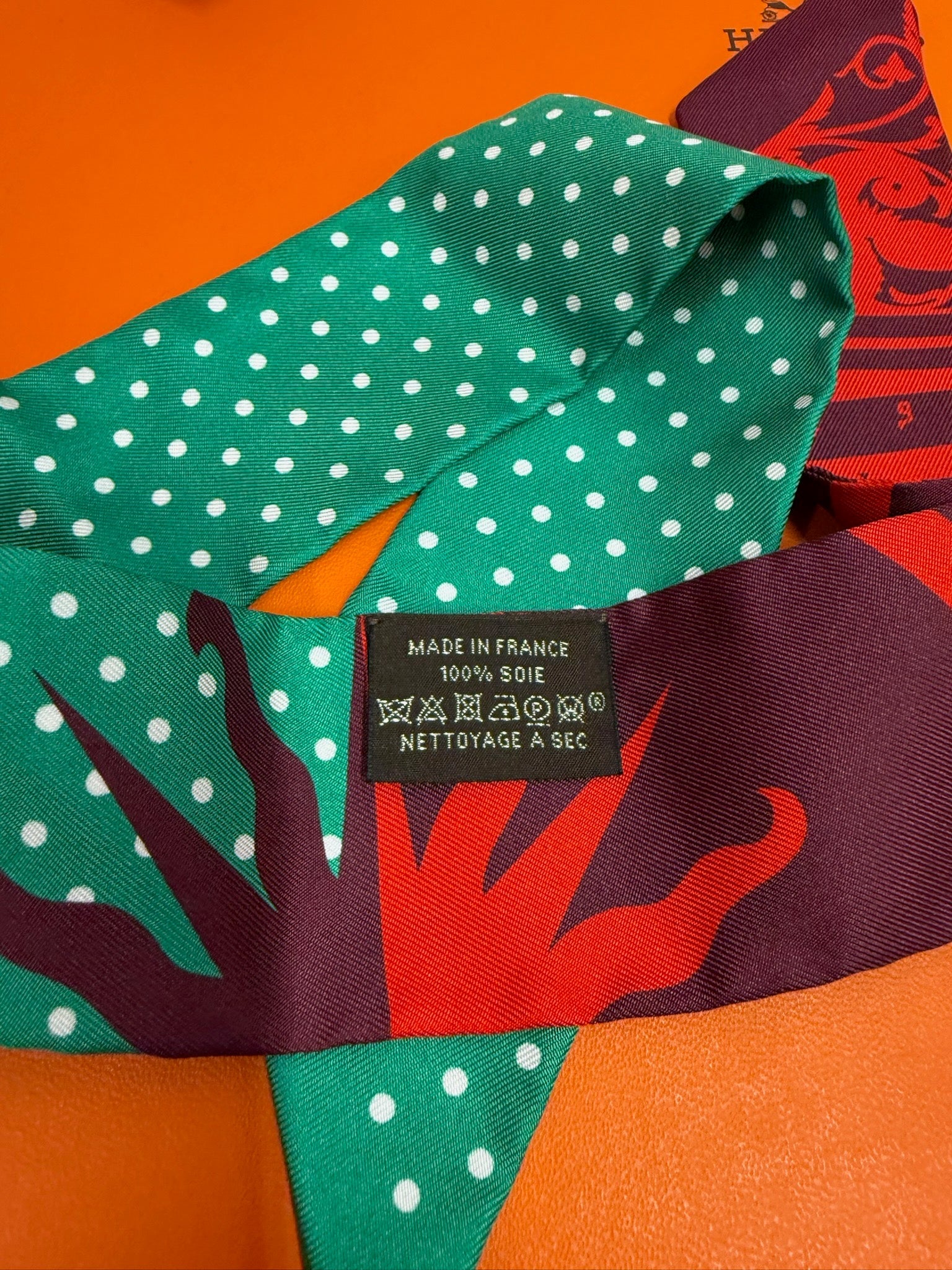 Hermès Twilly - Green Polka Dot & Red Print image 4