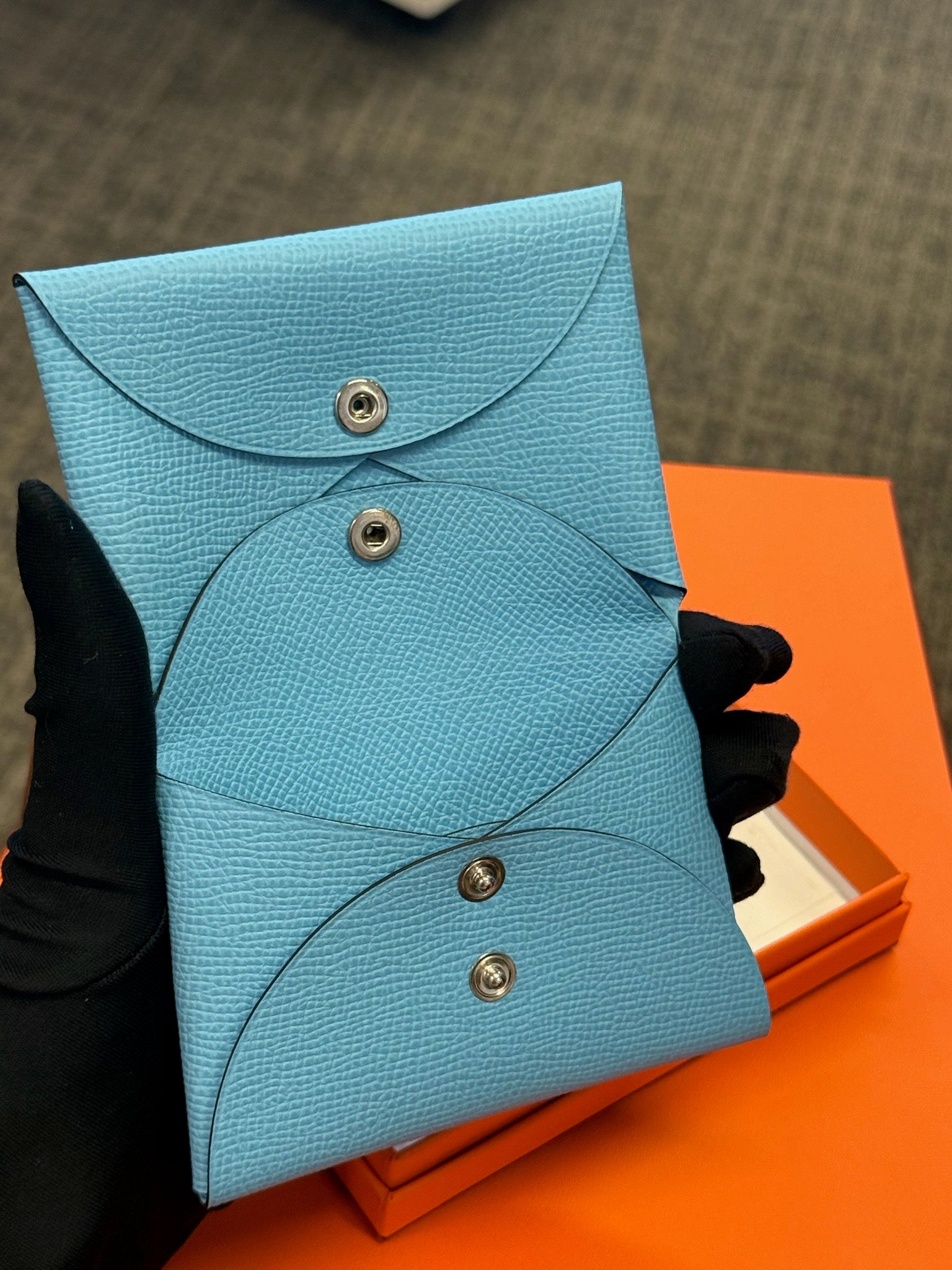 Hermès Calvi Card Holder - Light Blue image 4