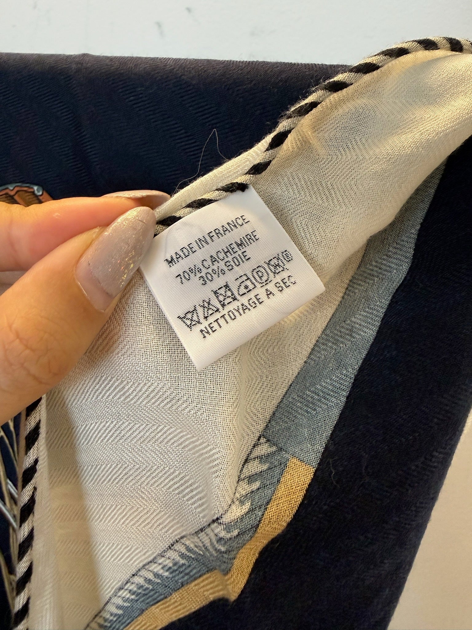 Hermès Silk Scarf - Navy / White / Brown image 4