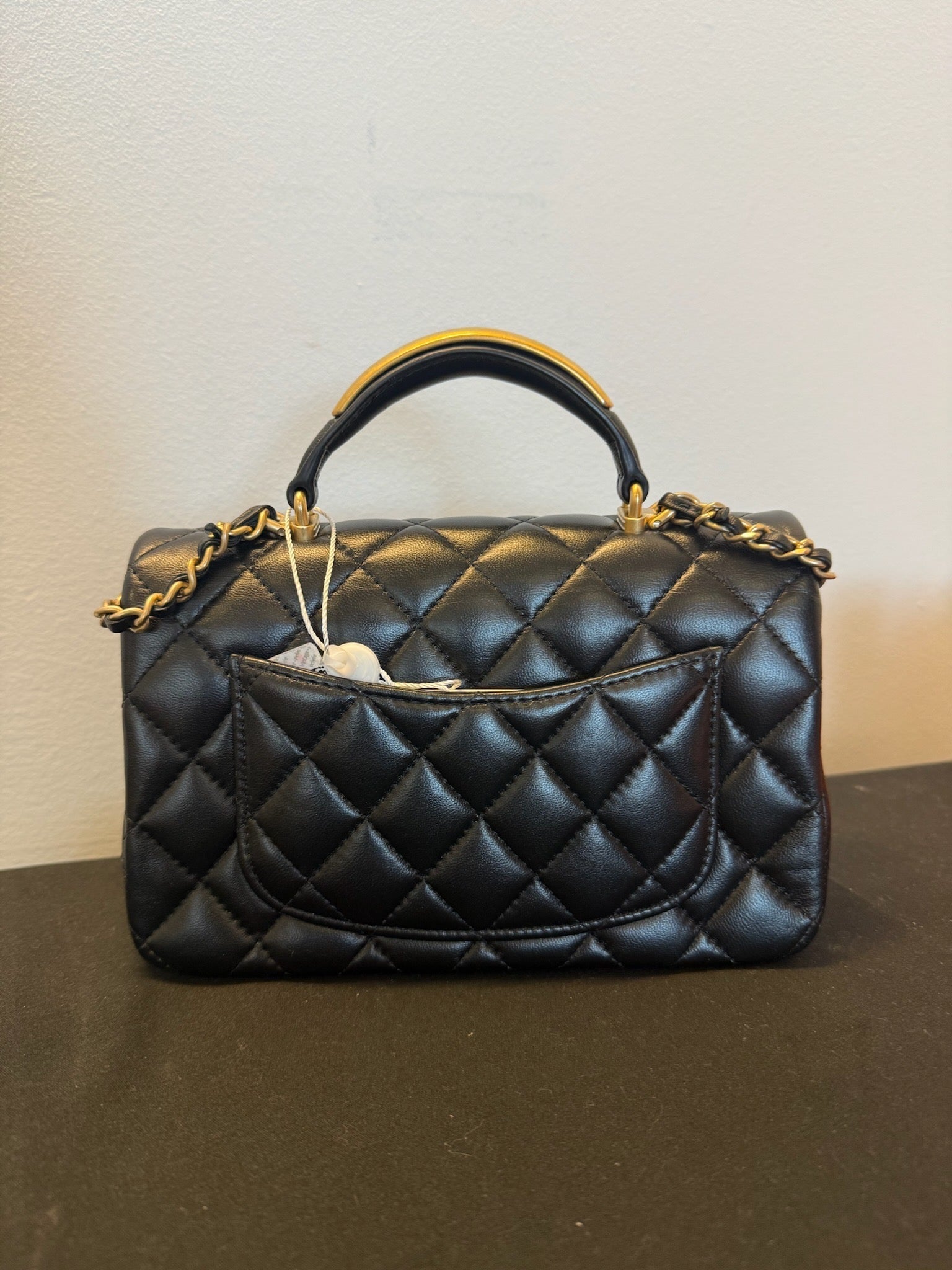 Chanel Mini Top Handle Flap Bag - Black image 4