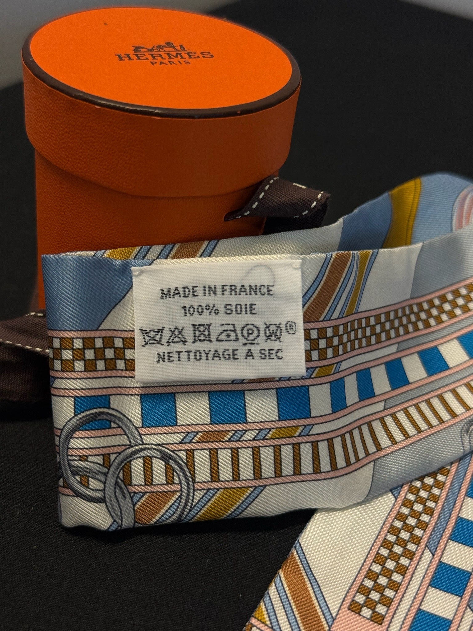 Hermès Twilly - Light Blue & Orange Equestrian Print image 4