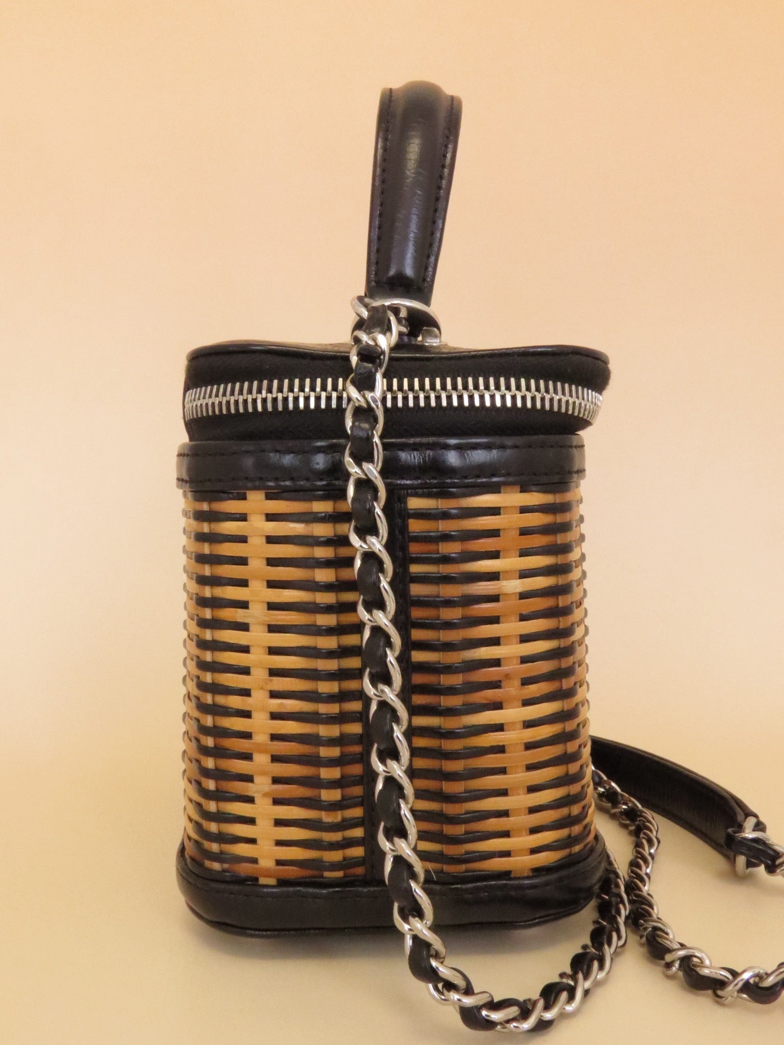 Chanel Woven Vanity Case - Black & Natural image 4
