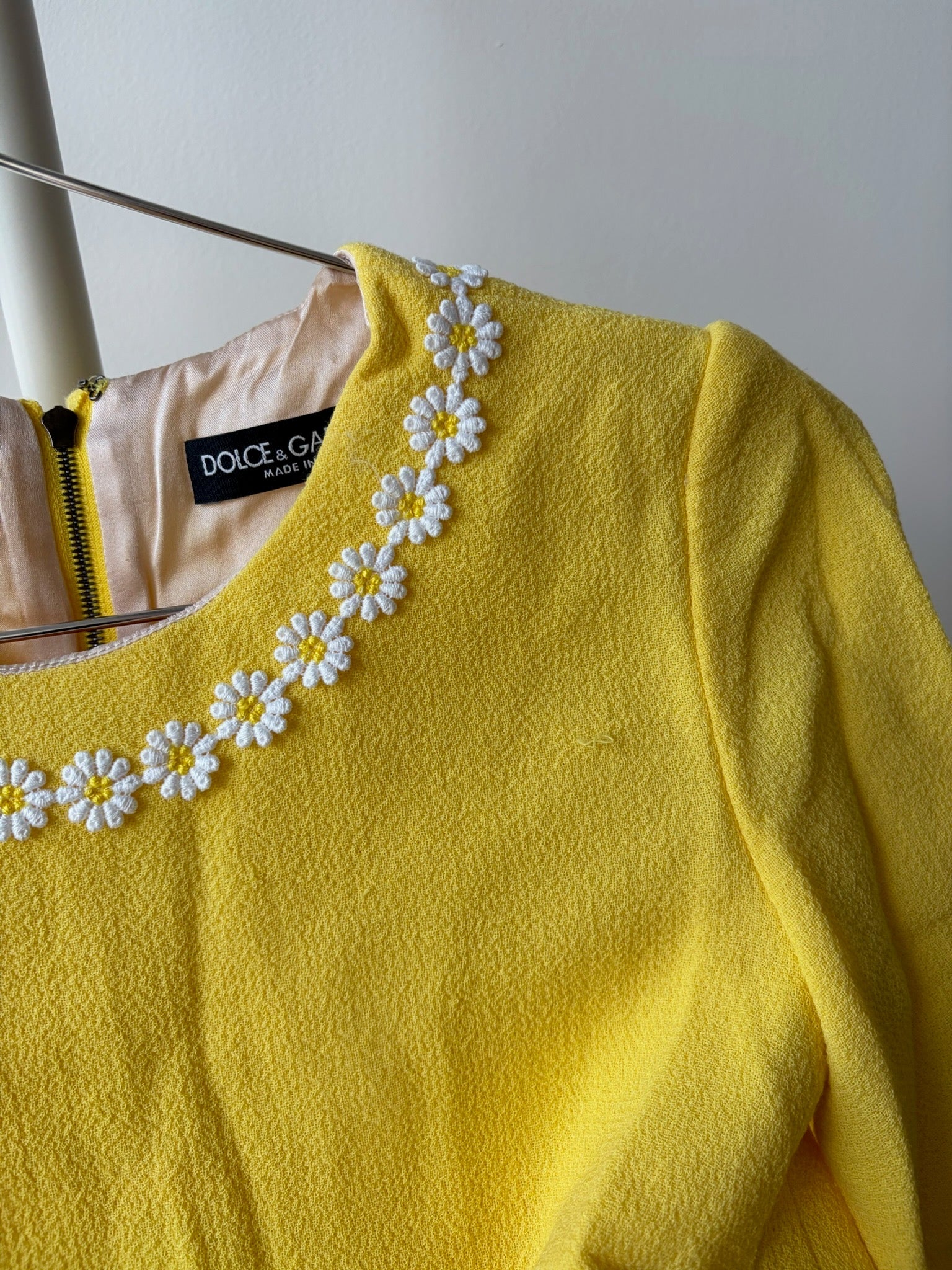 Dolce & Gabbana Yellow Floral Wool Dress image 4