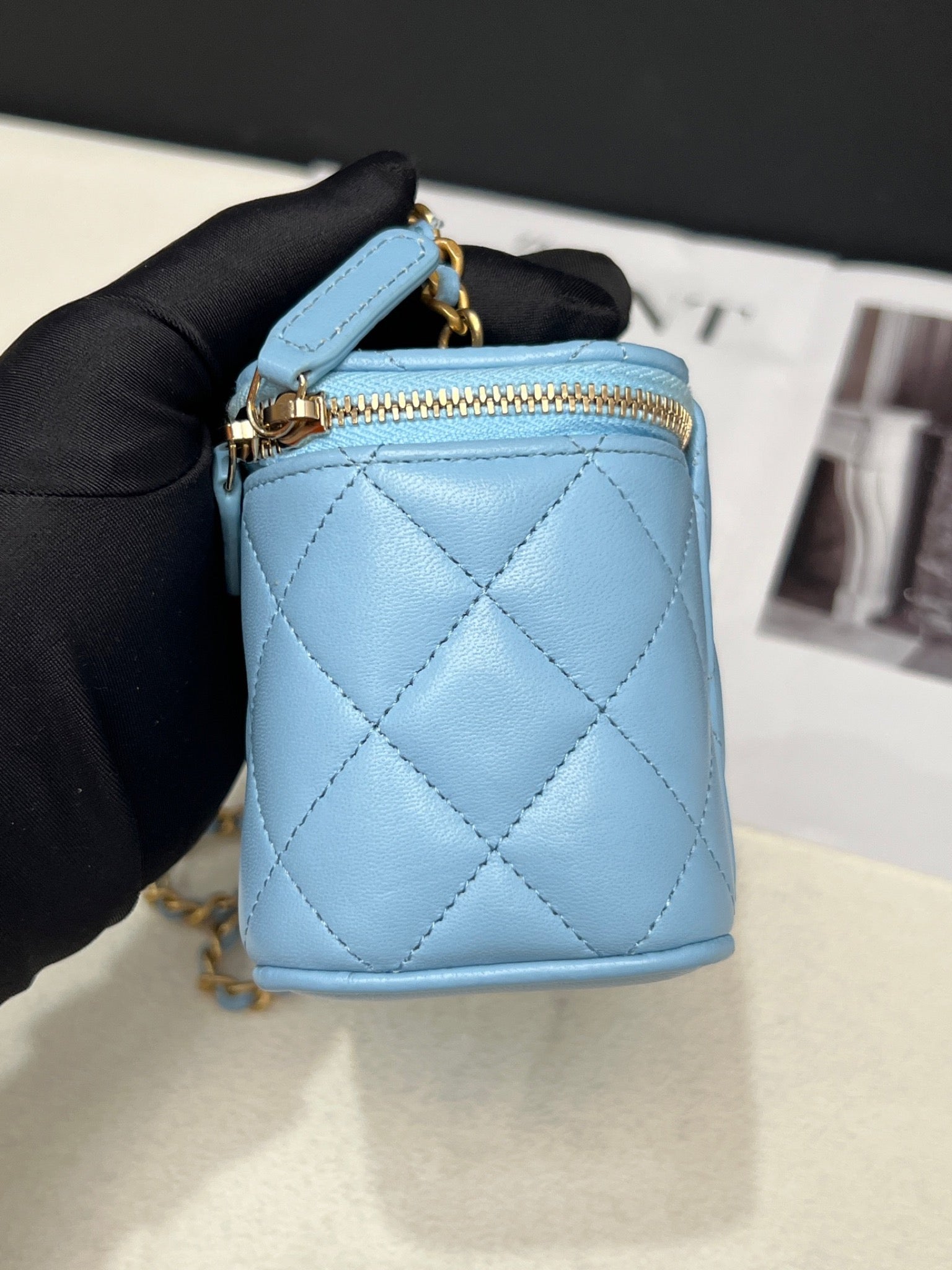 Chanel Blue Vanity Box Bag Light Blue image 4