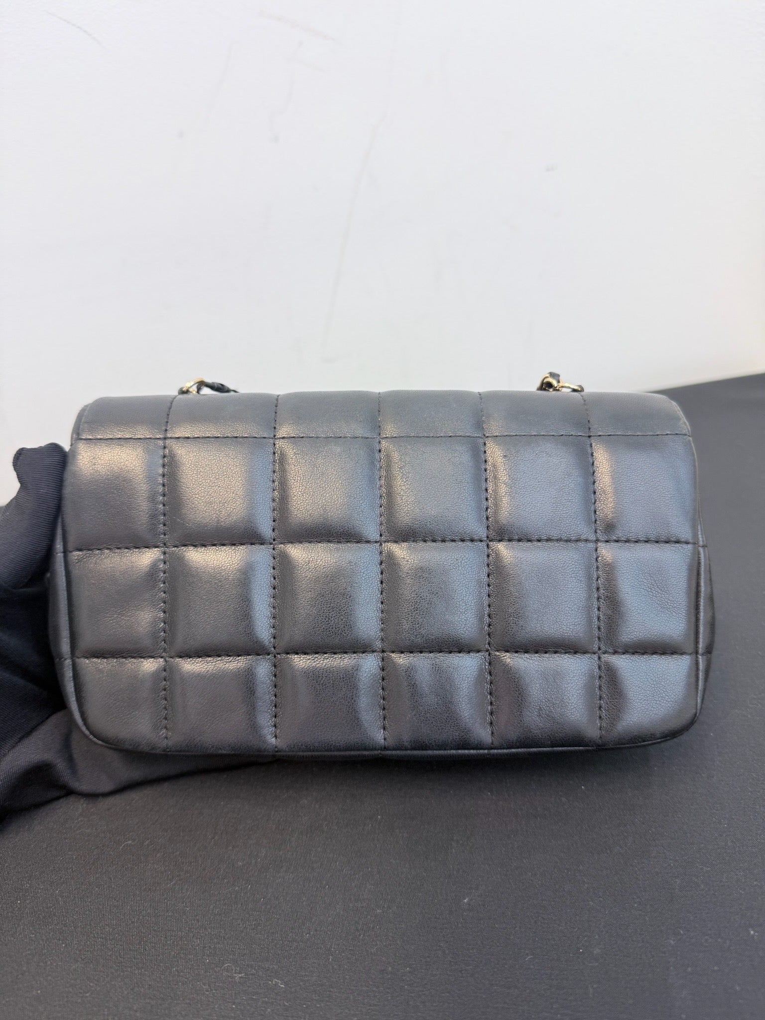 Chanel Black Lambskin Mini Classic Flap Camellia Ice Cube Chain Bag image 4