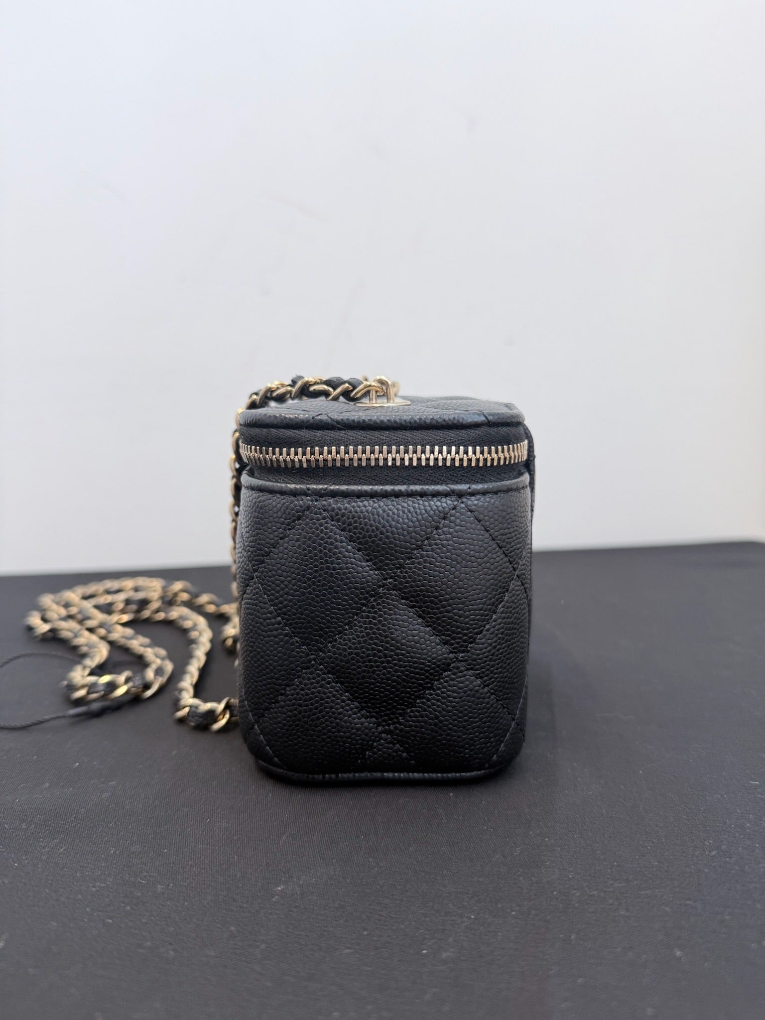 Chanel Black Lambskin Mini Vanity Case with Top Handle image 4