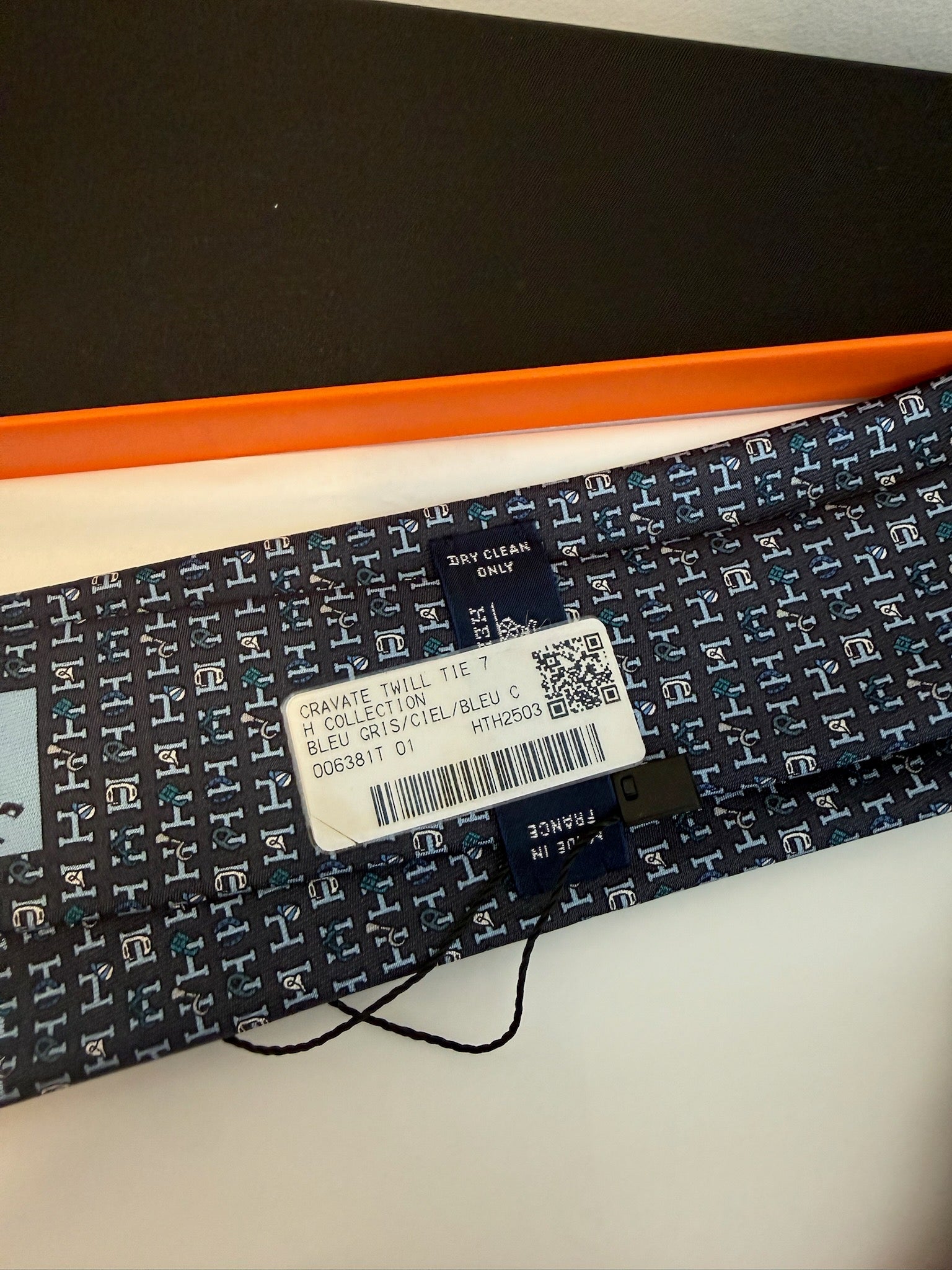 Hermès Twill Tie 7 - Bleu Gris Ciel Bleu image 4