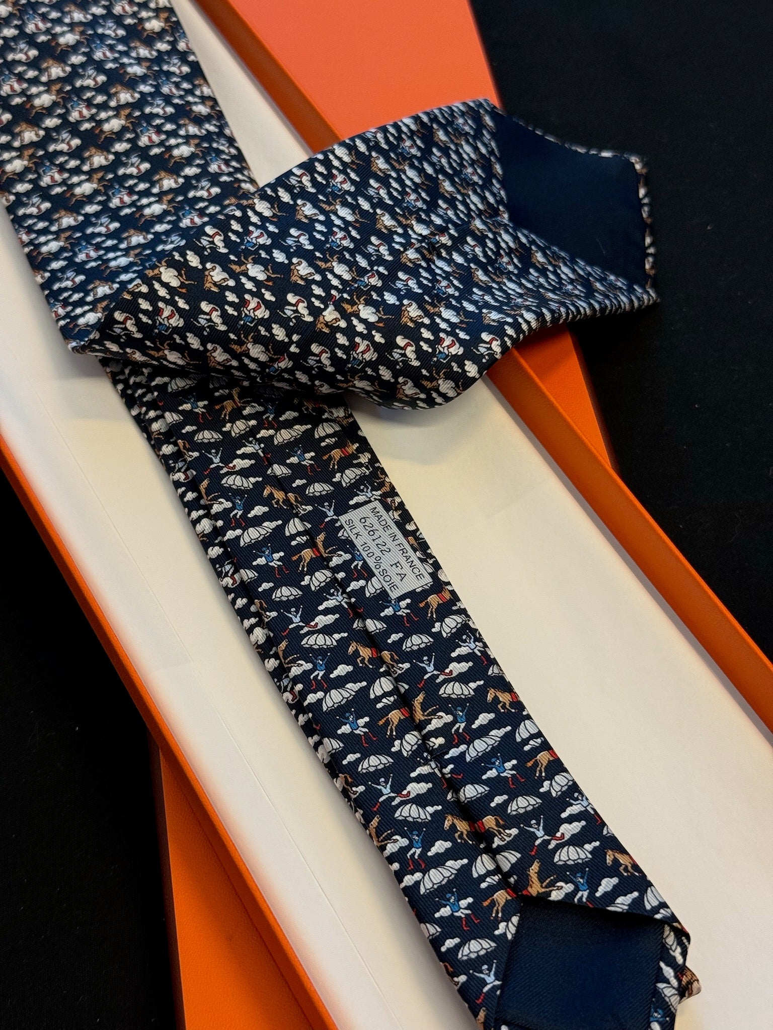 Hermès Marine Le Manège Silk Tie – Foncé / Bleu image 5