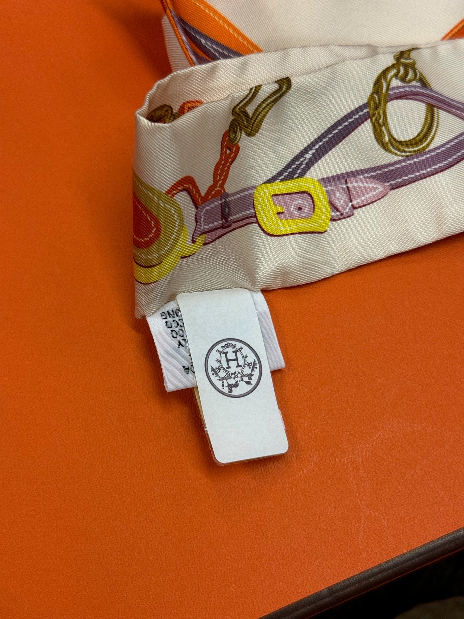 Hermès Twilly - White & Orange Equestrian Print image 5