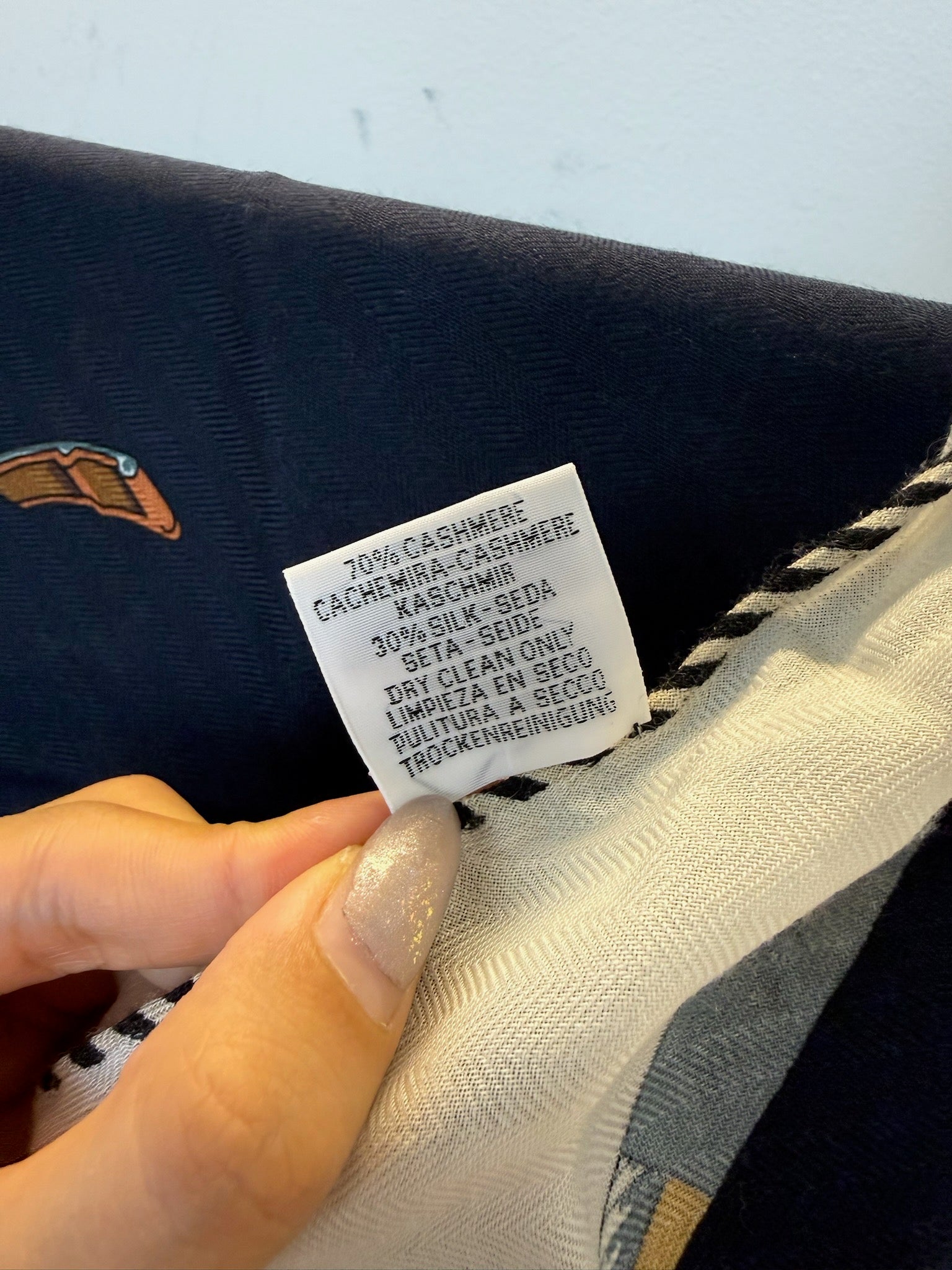Hermès Silk Scarf - Navy / White / Brown image 5
