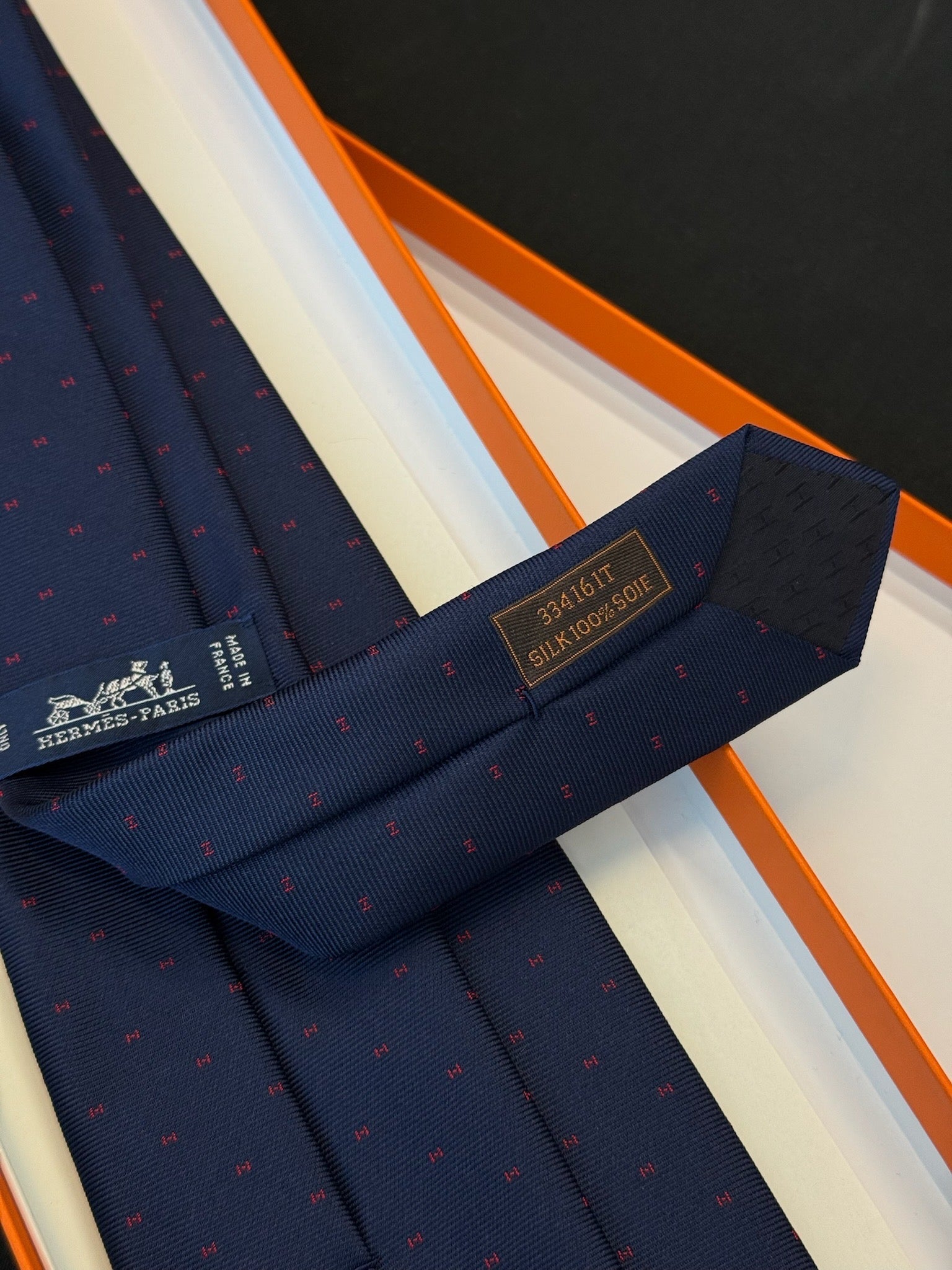 Hermès Silk Tie - Navy & Red image 5