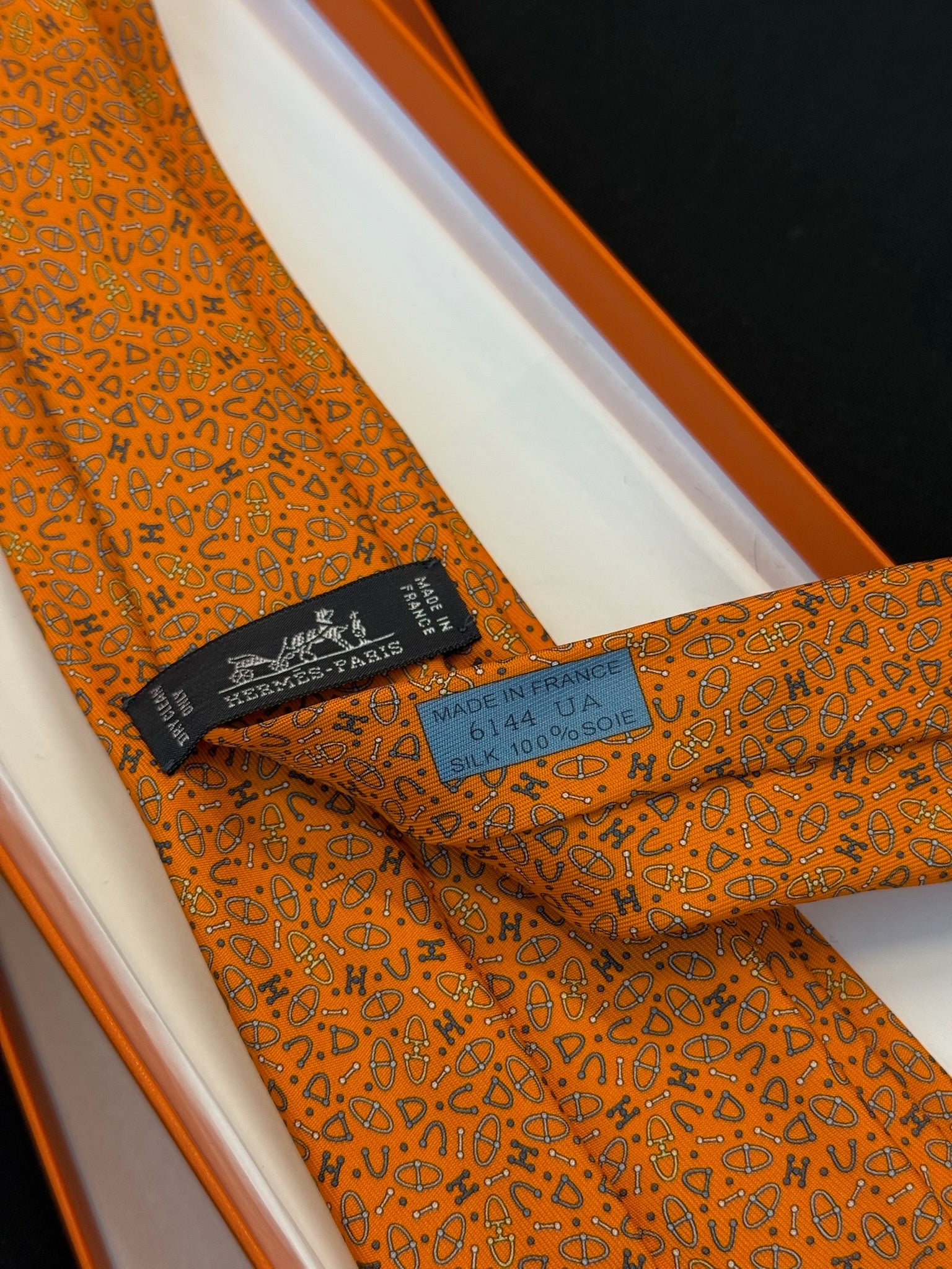 Hermès Silk Tie - Orange Equestrian Print image 5