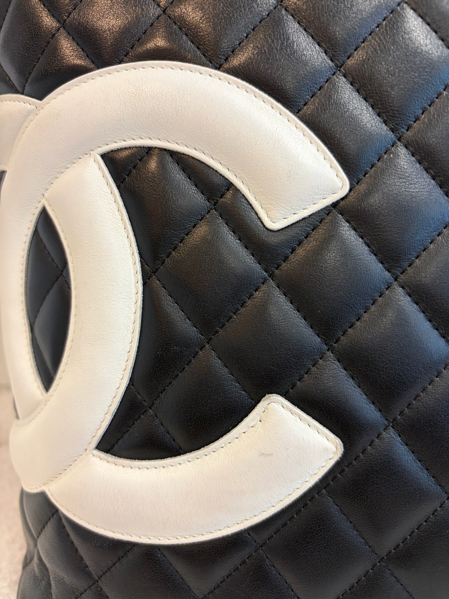 Chanel Cambon Tote Black with White Logo image 5