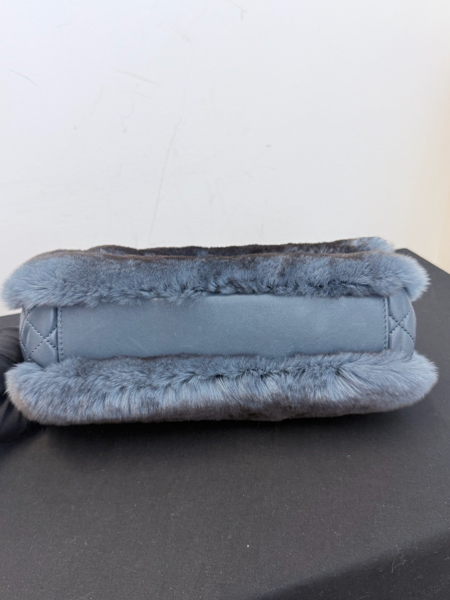Chanel Blue-Black Gradient Fur Medium Classic Flap Bag image 5