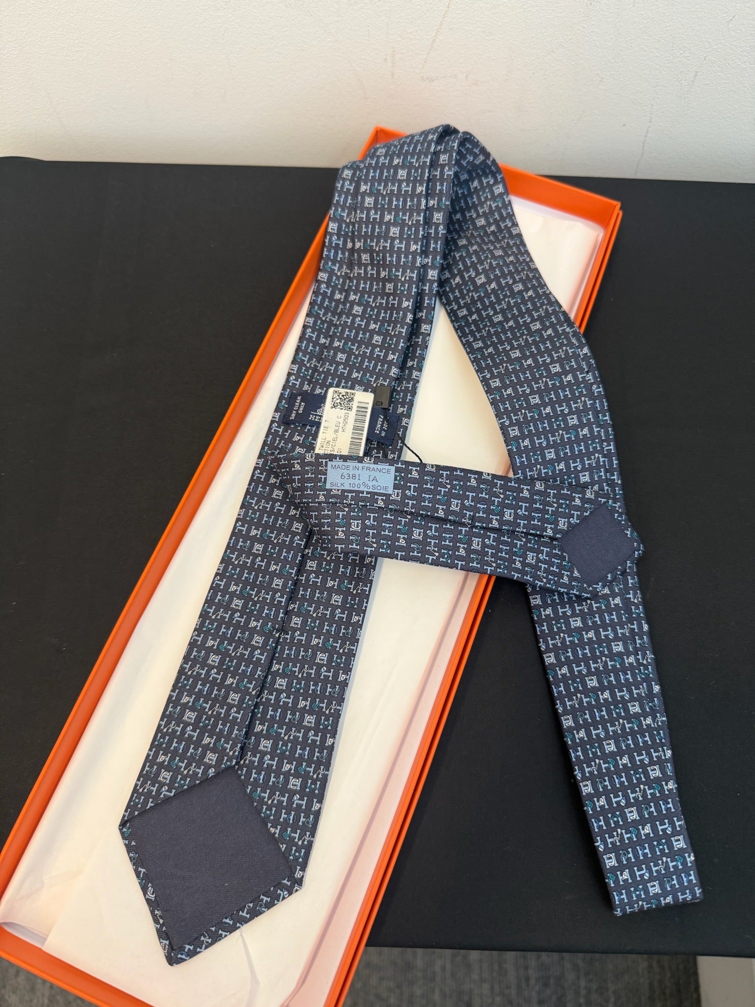 Hermès Twill Tie 7 - Bleu Gris Ciel Bleu image 5