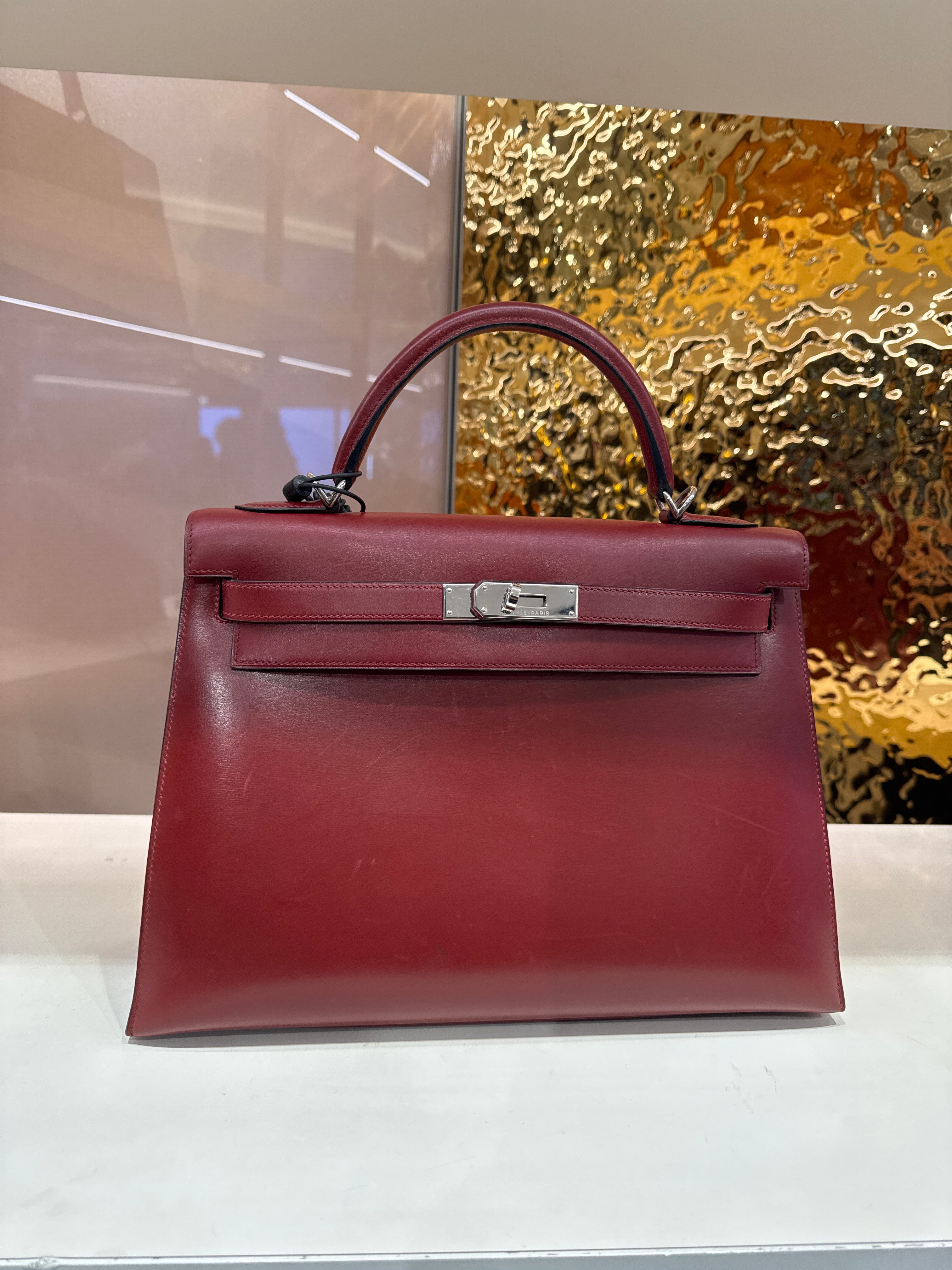 HERMES Kelly 32 Box calf Rouge H DBXS2138