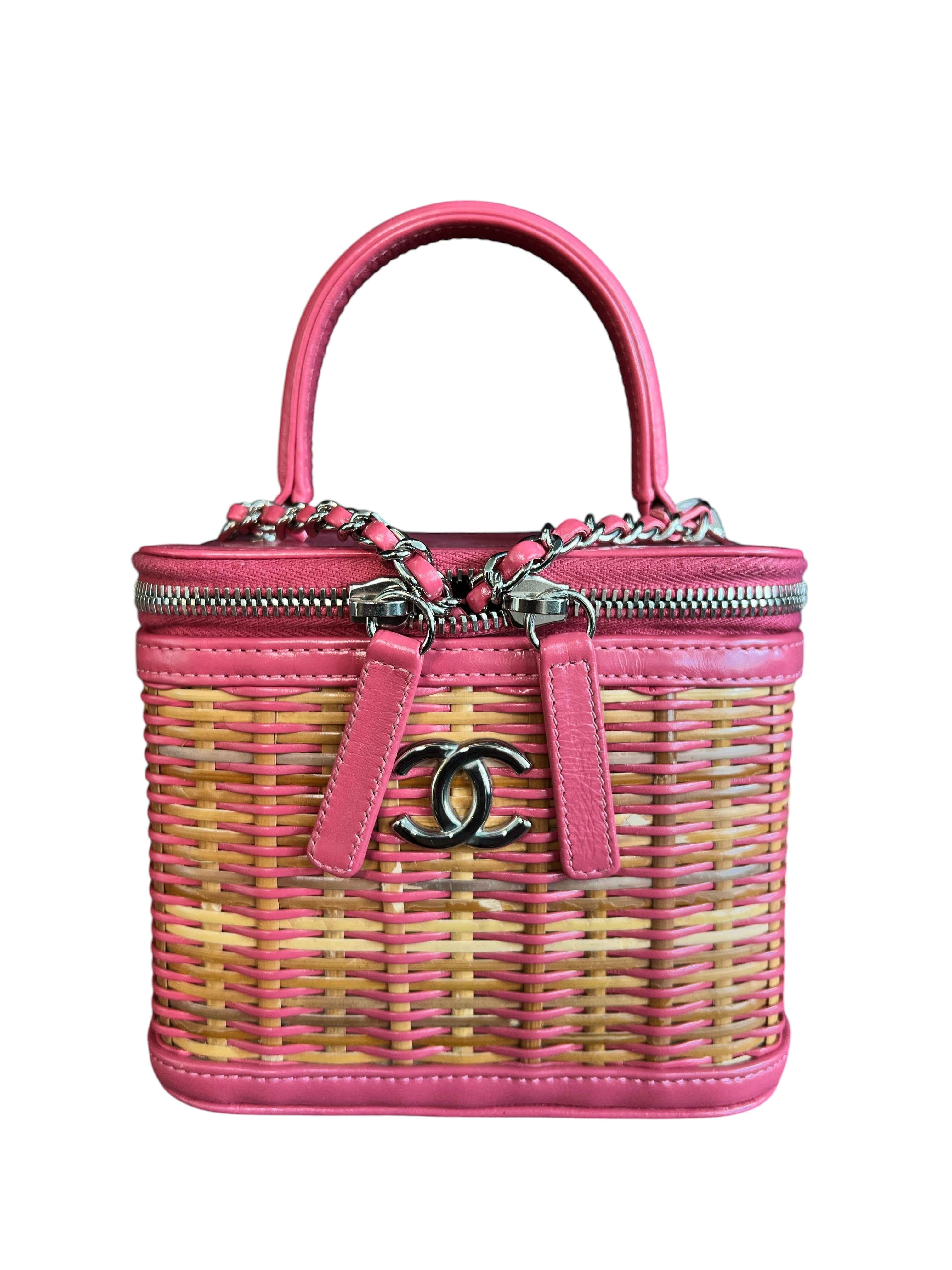 Chanel Rattan Vanity Pink Top Handle PHW SYCYE2409