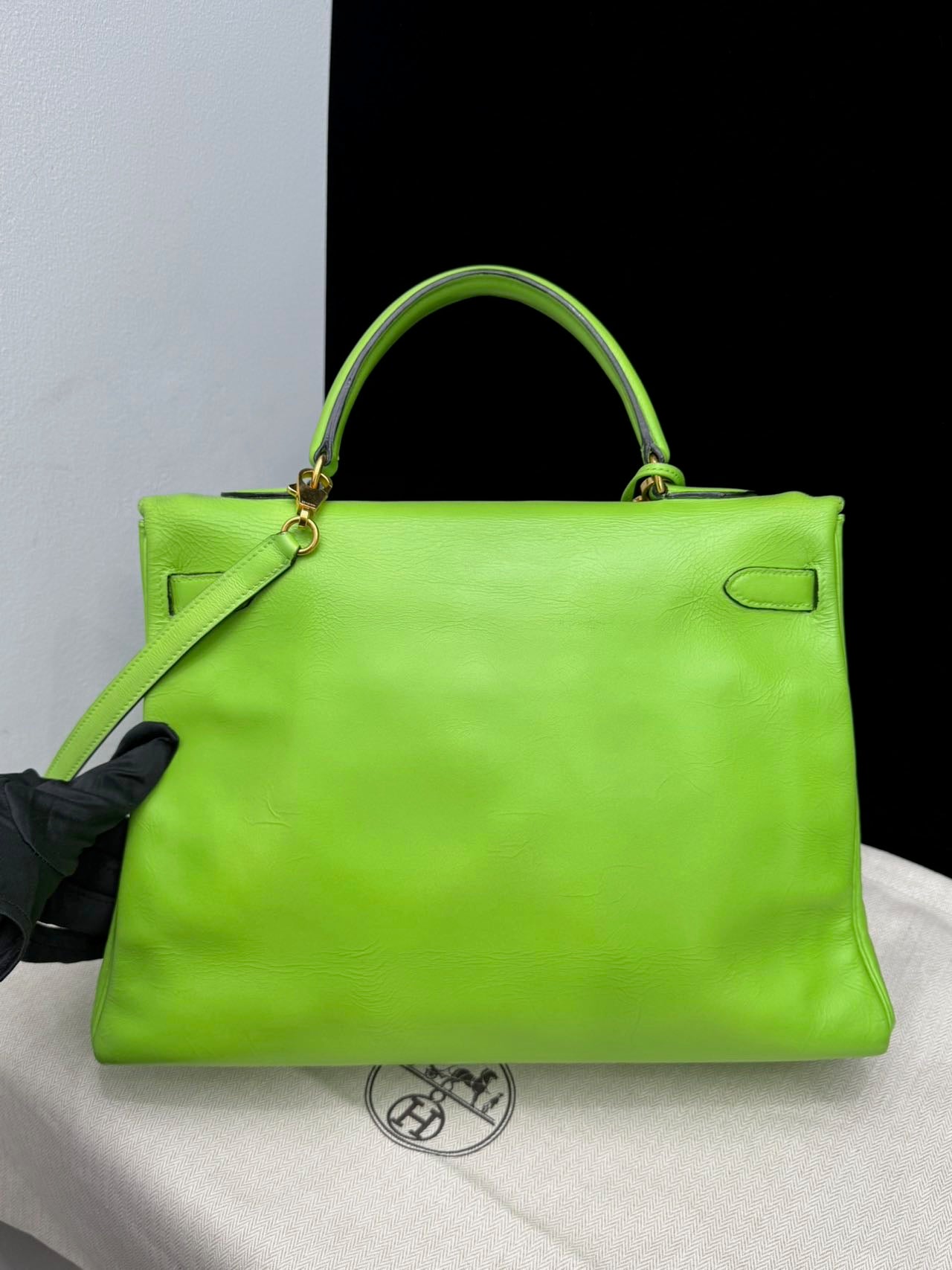Hermès Kelly 35 Green GHW Square B