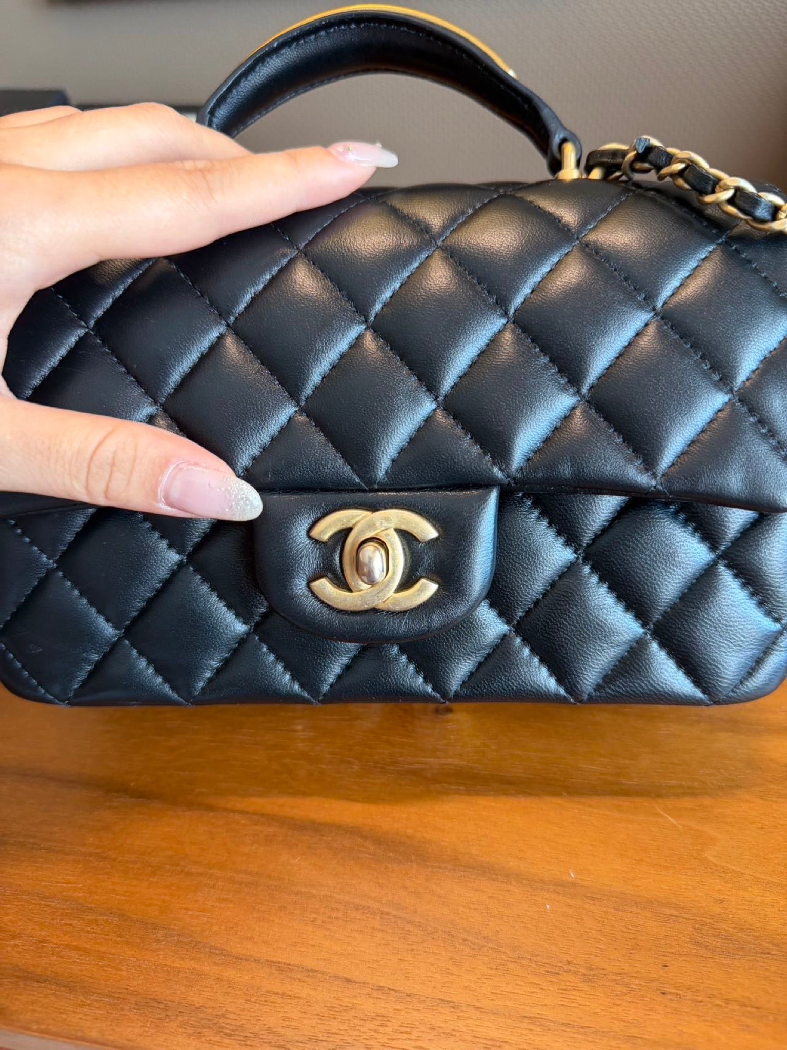 Chanel Top Handle Mini Flap Bag Black image 6