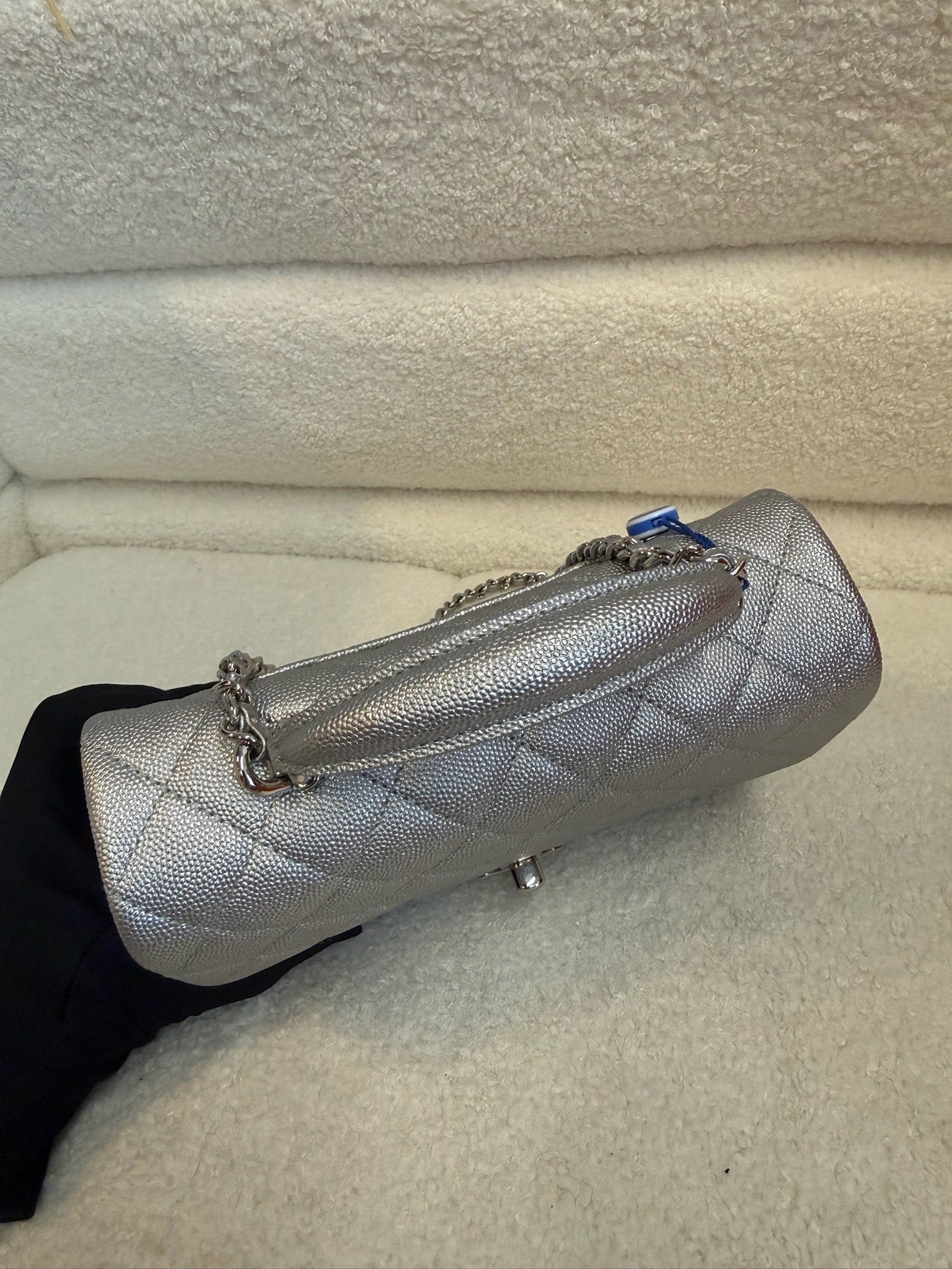 Chanel Mini Top Handle Flap Bag - Silver image 6