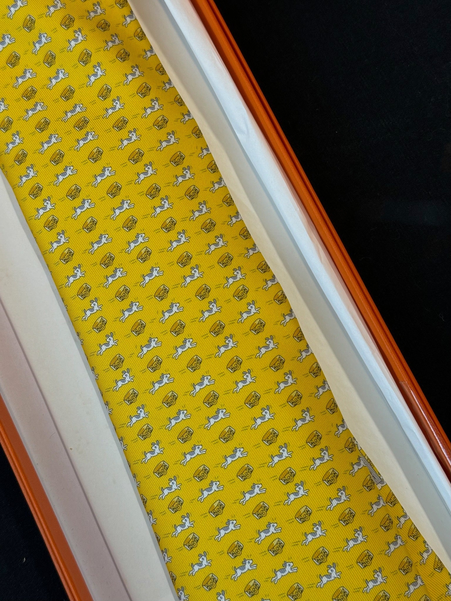 Hermès Silk Tie 7 Job Interview Tie - Jaune / Jaune Clair / Gris image 6
