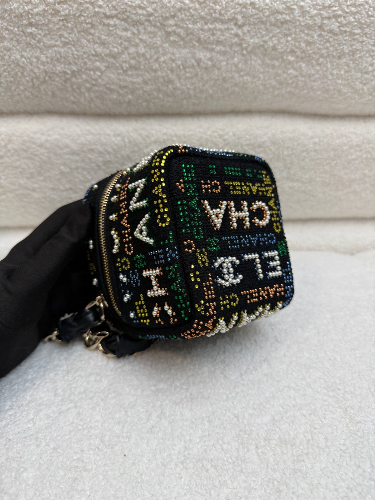 Chanel Mini Embellished Tweed Vanity Case - Black / Multicolor image 6