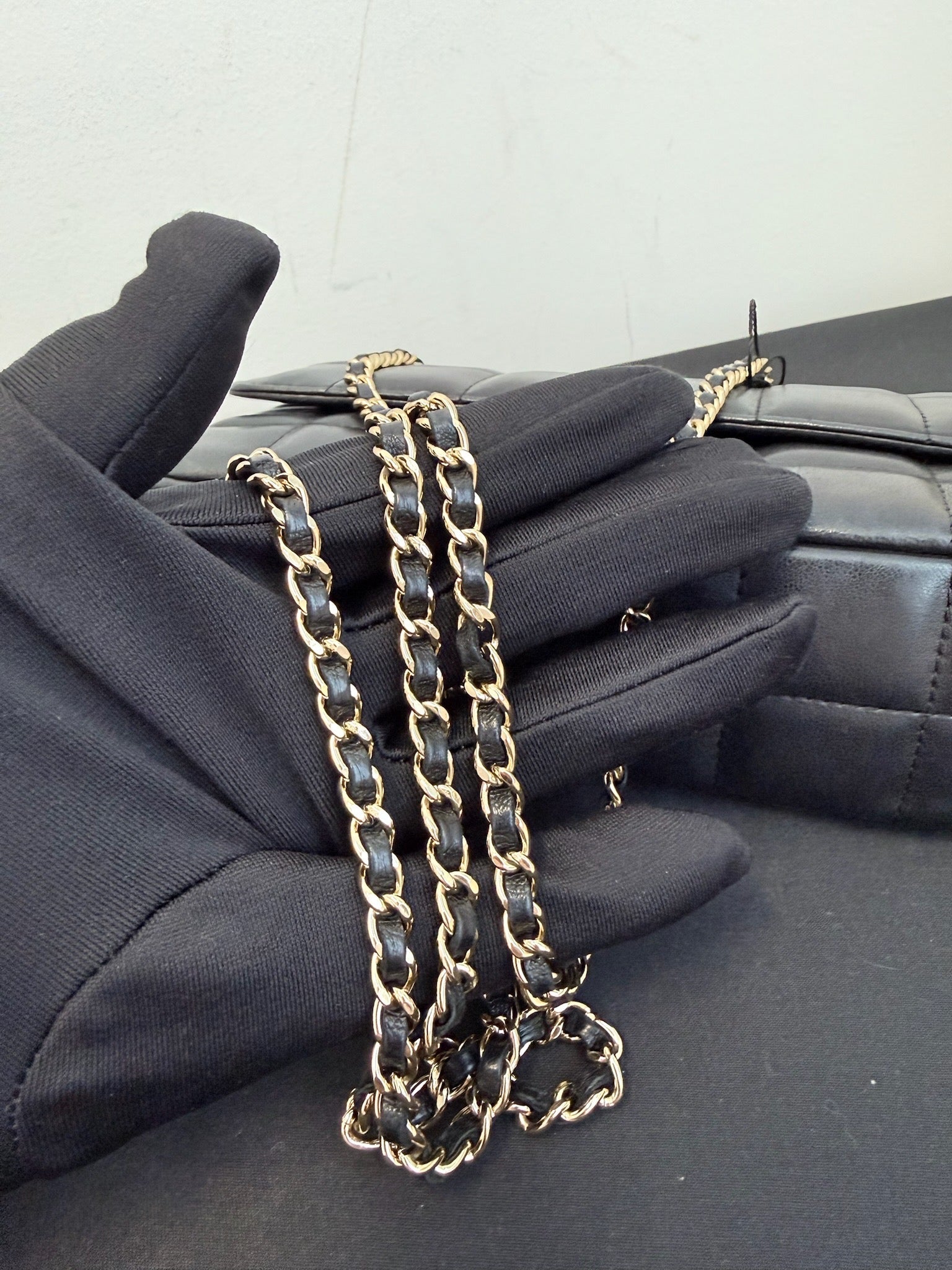Chanel Black Lambskin Mini Classic Flap Camellia Ice Cube Chain Bag image 6